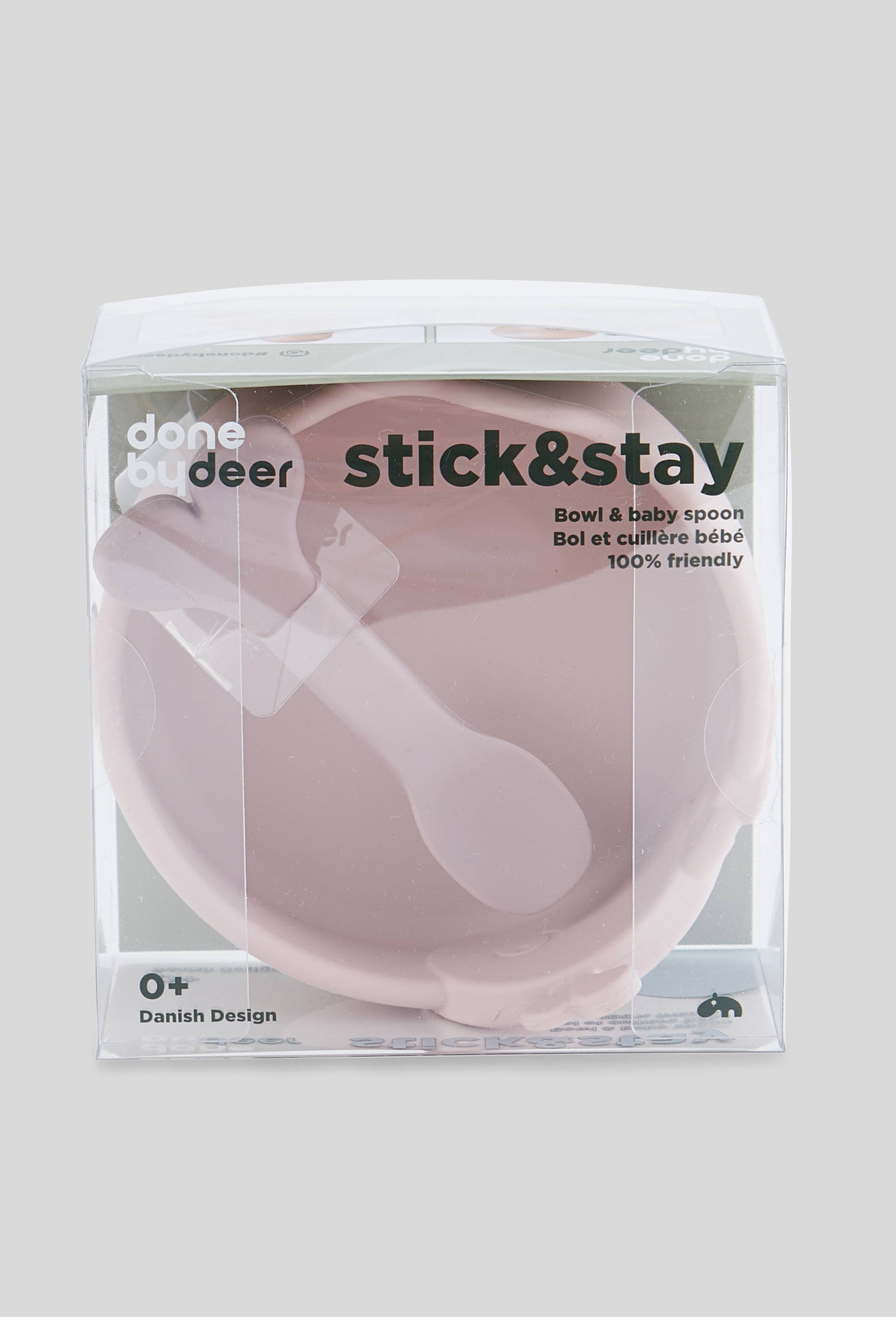 Bol et cuill&egrave;re b&eacute;b&eacute; Stick & Stay Wally, Rose clair, large image number 1.0