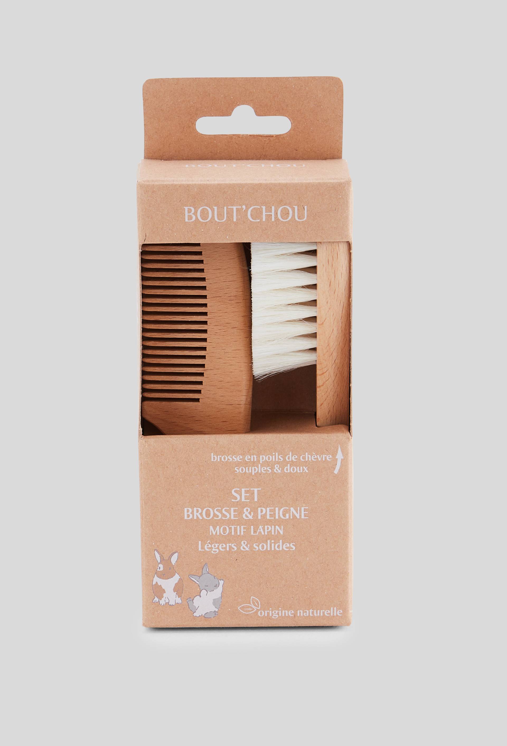 Set brosse et peigne en bois naturel pour b&eacute;b&eacute;, Beige clair, large image number 1
