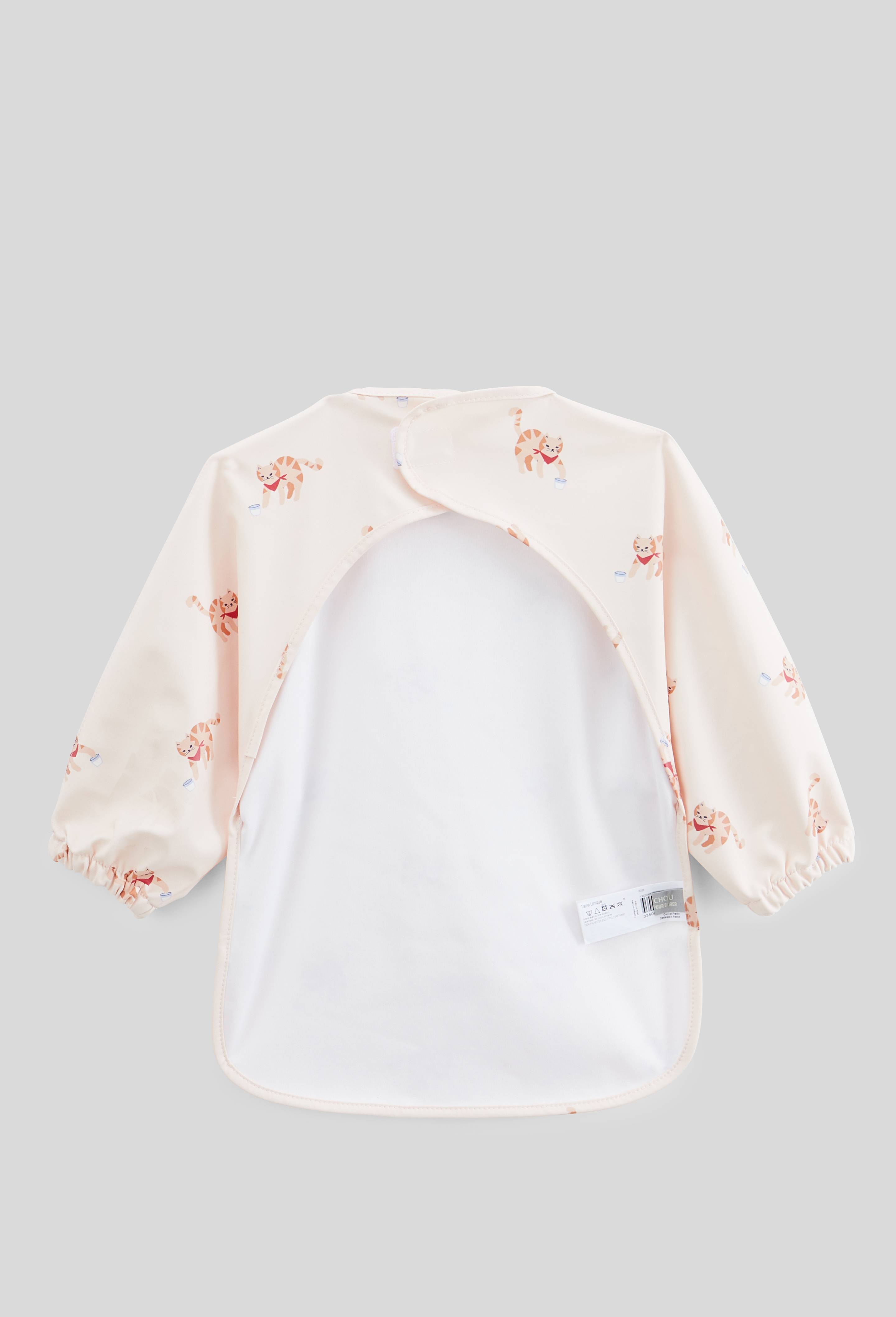 Bavoir manches longues imperm&eacute;able, Beige clair, large image number 1
