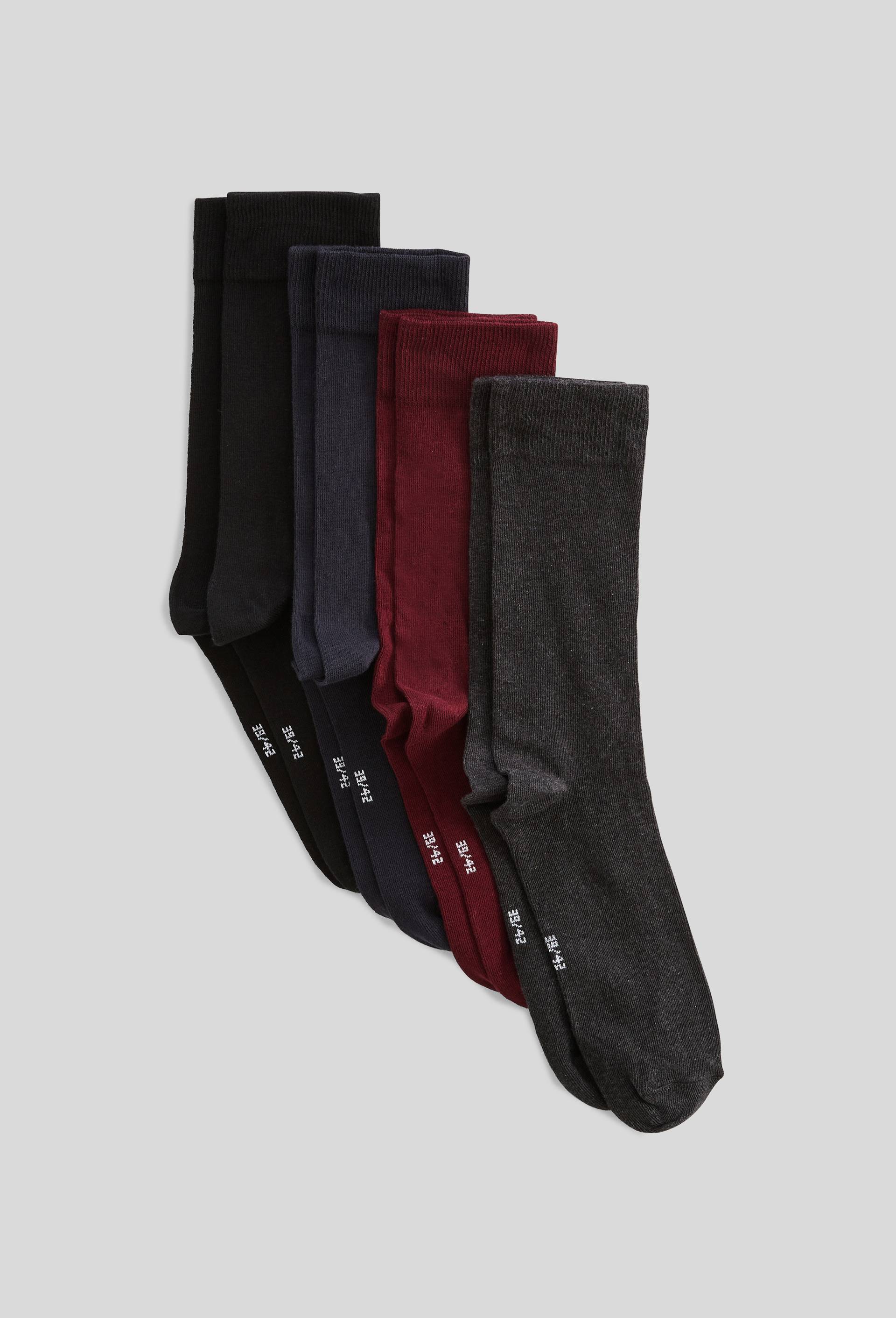 Lot de 4 paires de chaussettes en coton, Rouge fonc&eacute;, large image number 0