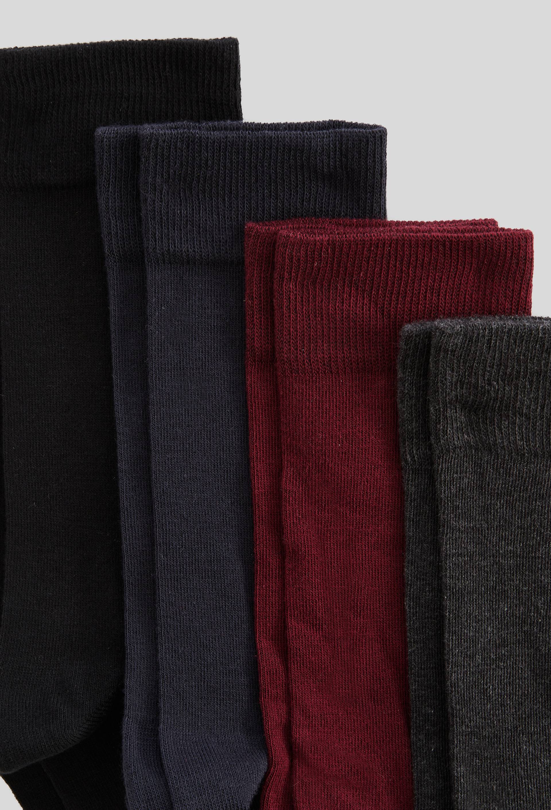 Lot de 4 paires de chaussettes en coton, Rouge fonc&eacute;, large image number 1