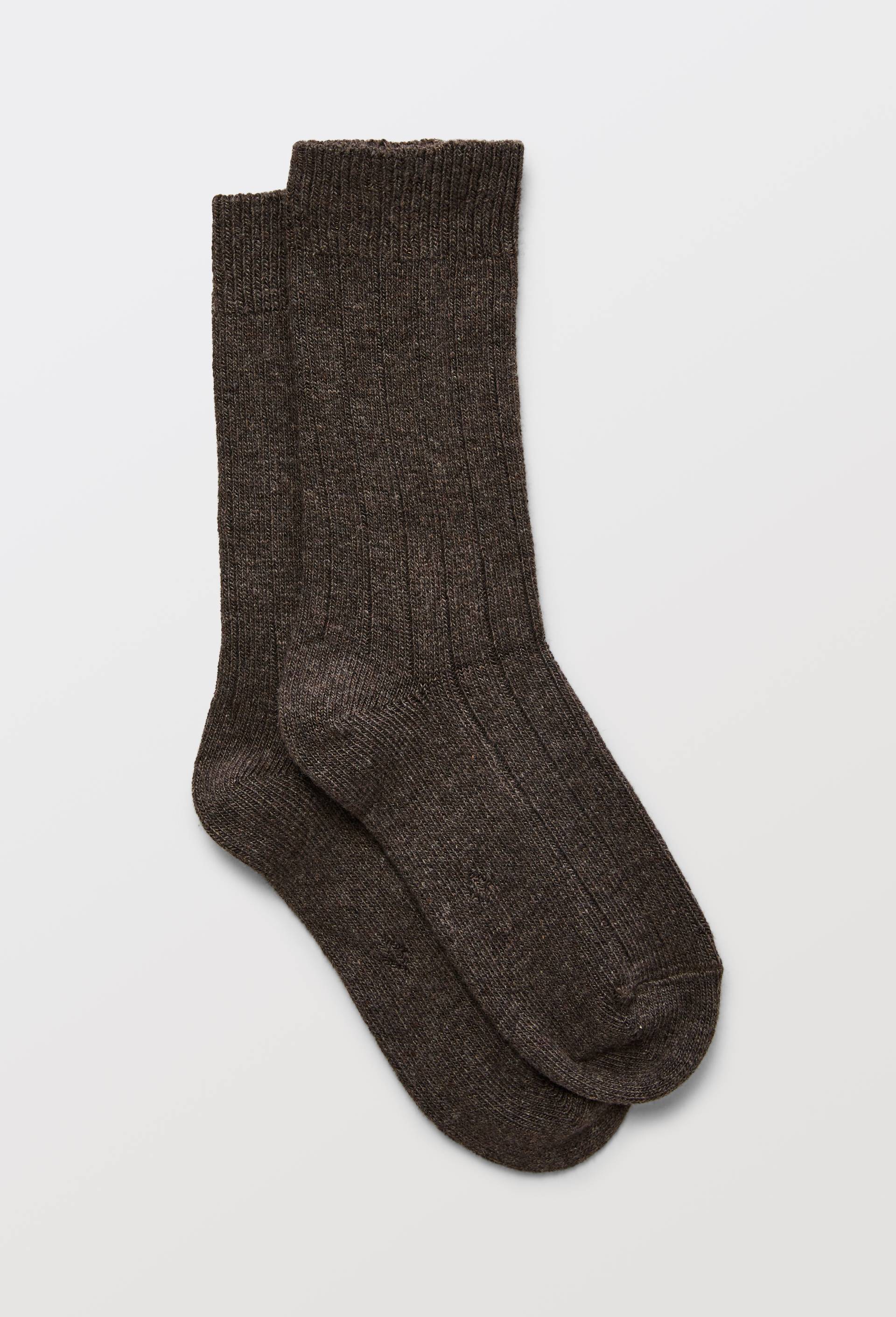 Paire de chaussettes &agrave; c&ocirc;tes en m&eacute;lange cachemire et soie Le Bourget, Brun clair, large image number 0.0