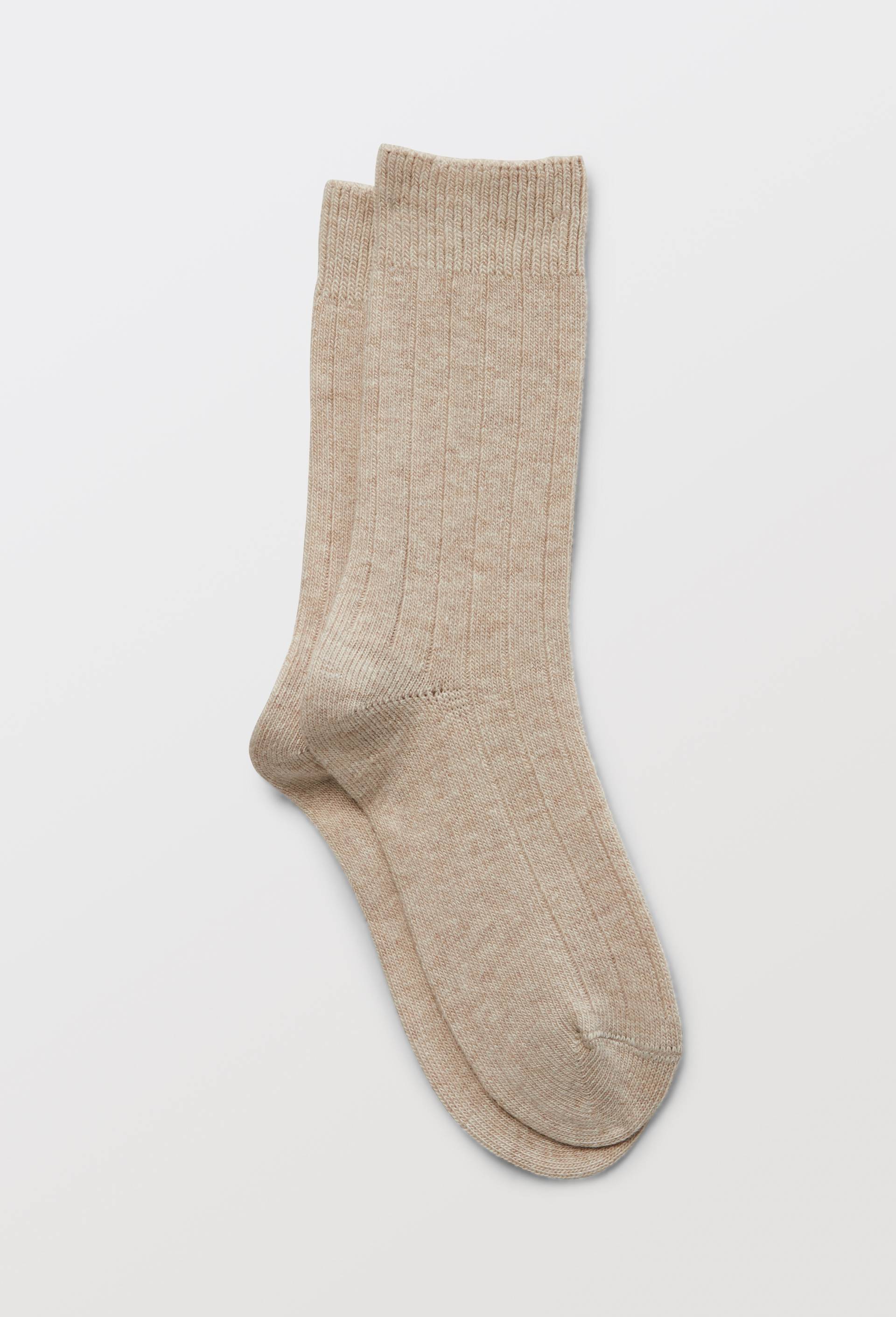 Paire de chaussettes &agrave; c&ocirc;tes en m&eacute;lange cachemire et soie Le Bourget, Beige, large image number 0