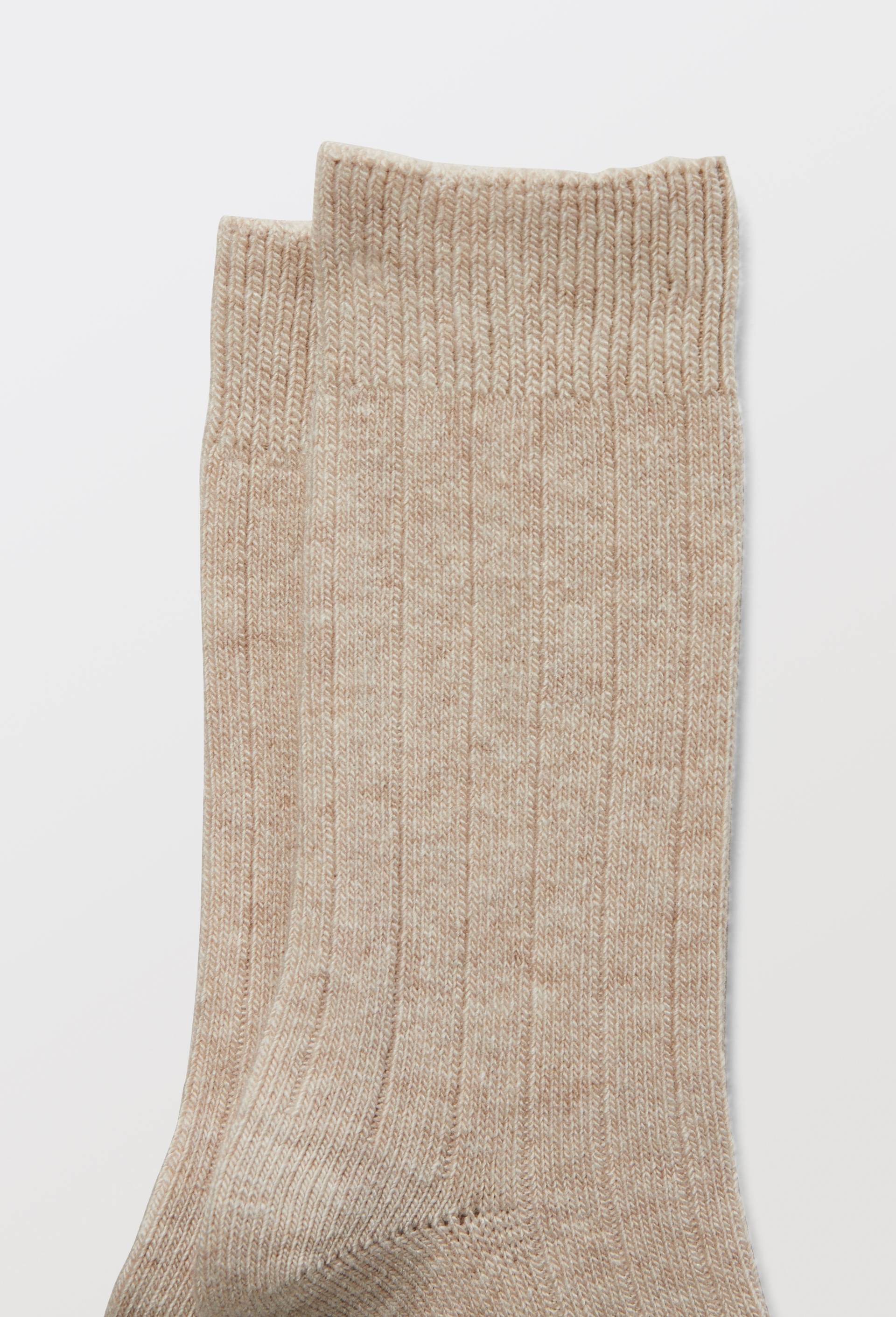 Paire de chaussettes &agrave; c&ocirc;tes en m&eacute;lange cachemire et soie Le Bourget, Beige, large image number 1