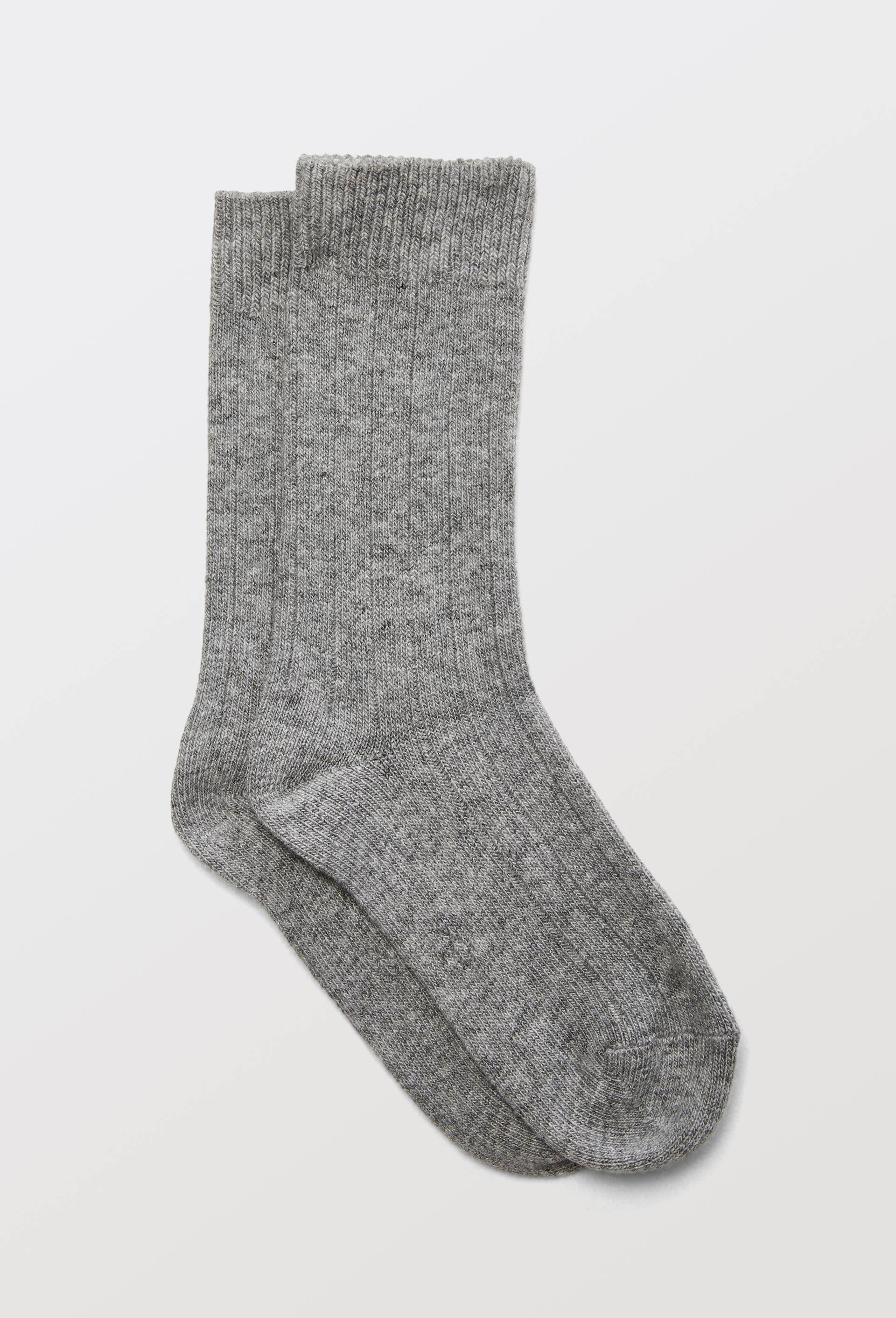 Paire de chaussettes &agrave; c&ocirc;tes en m&eacute;lange cachemire et soie Le Bourget, Gris, large image number 1