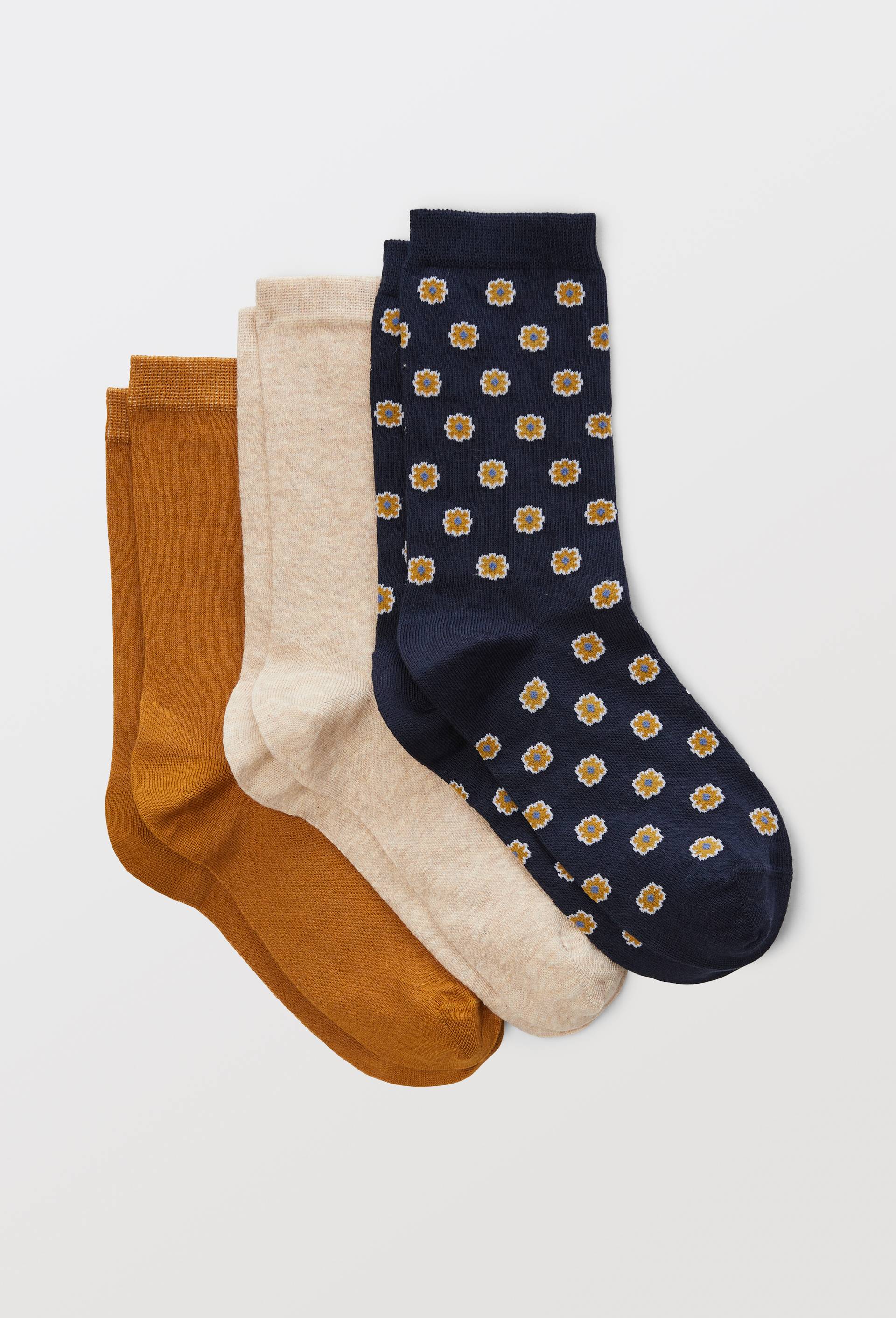 Lot de 3 paires de chaussettes fantaisie en coton MONOPRIX, Bleu fonc&eacute;, large image number 0
