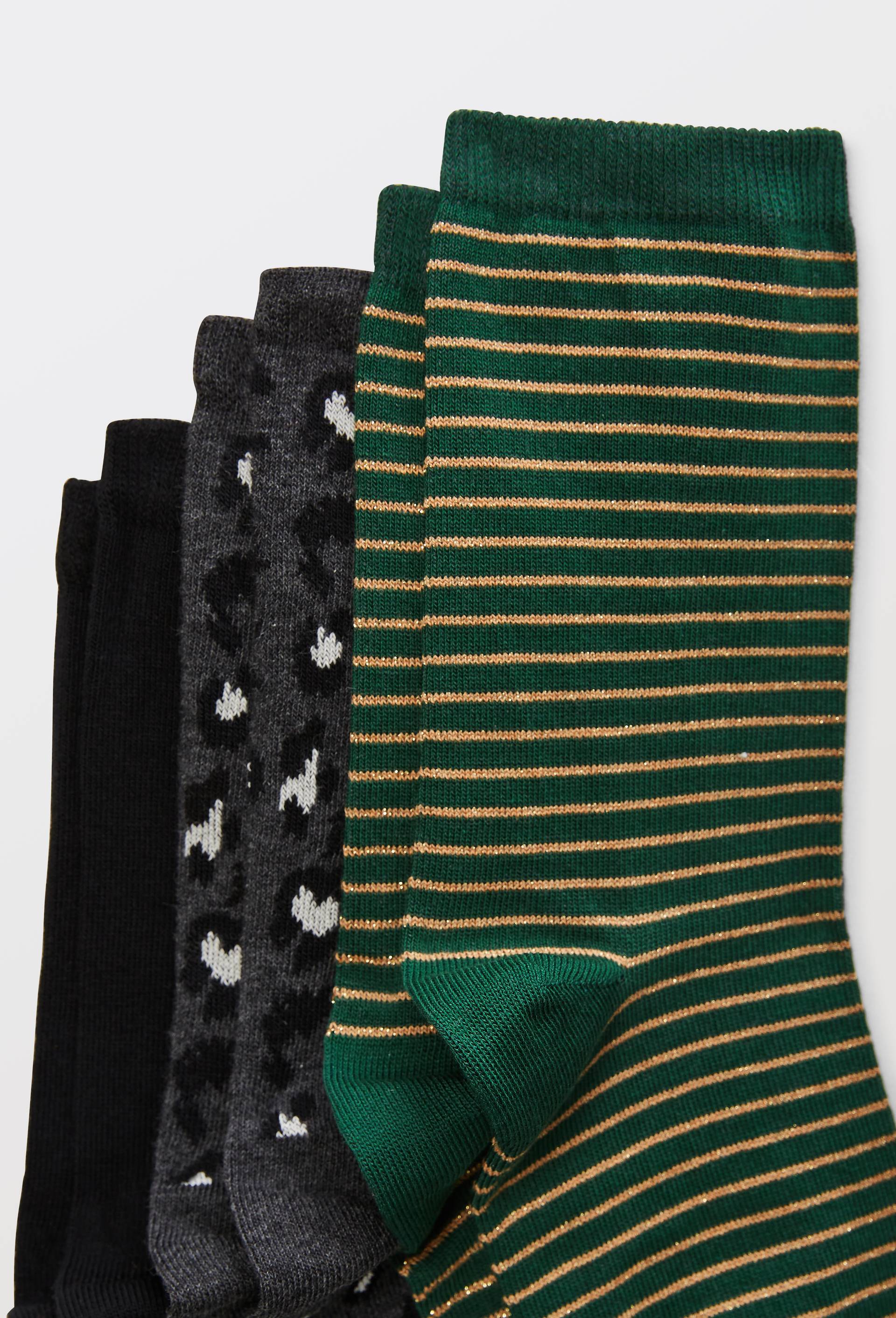 Lot de 3 paires de chaussettes fantaisie L&eacute;opard en coton MONOPRIX, Gris, large image number 2