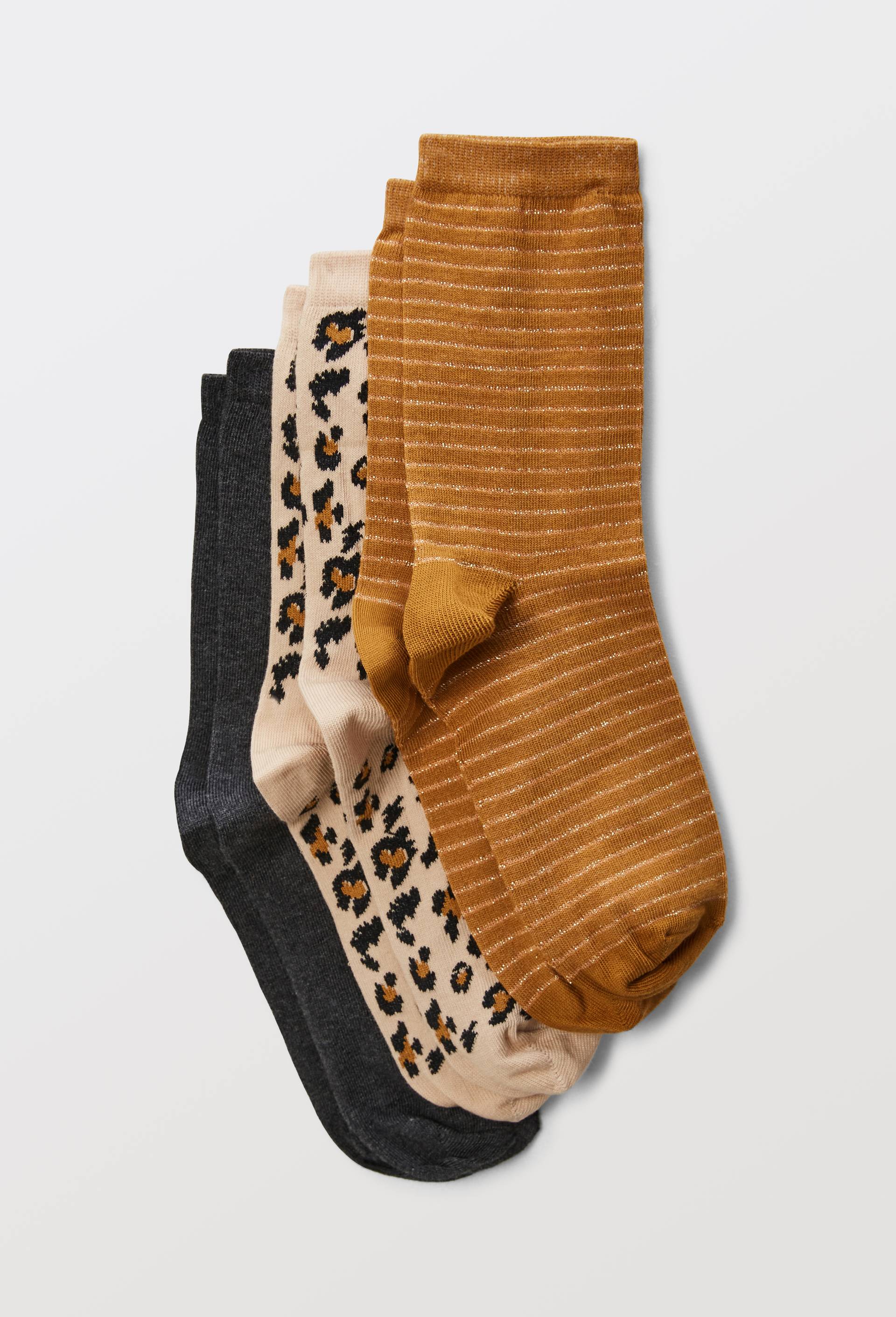 Lot de 3 paires de chaussettes fantaisie L&eacute;opard en coton MONOPRIX, Brun clair, large image number 2