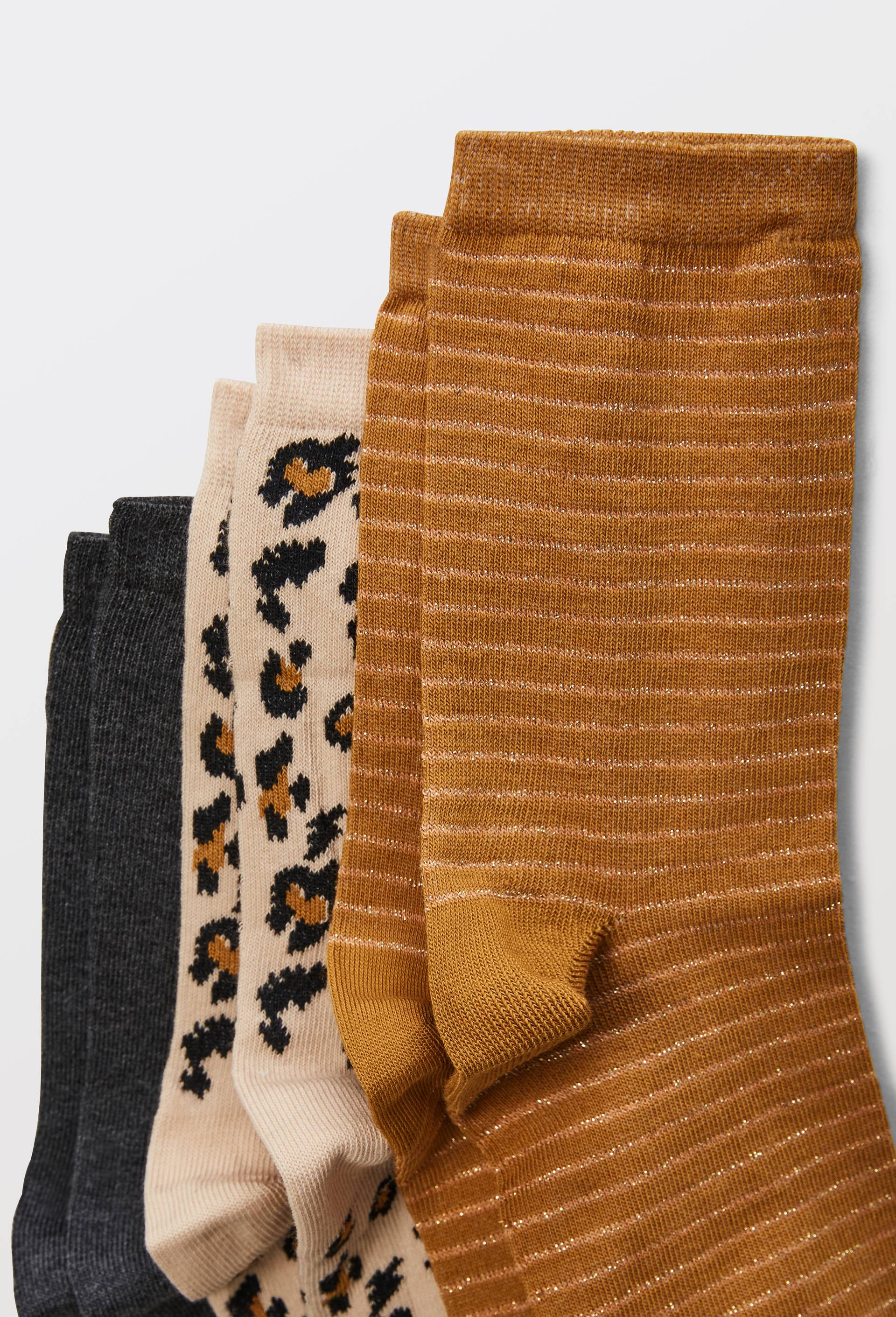 Lot de 3 paires de chaussettes fantaisie L&eacute;opard en coton MONOPRIX, Brun clair, large image number 3