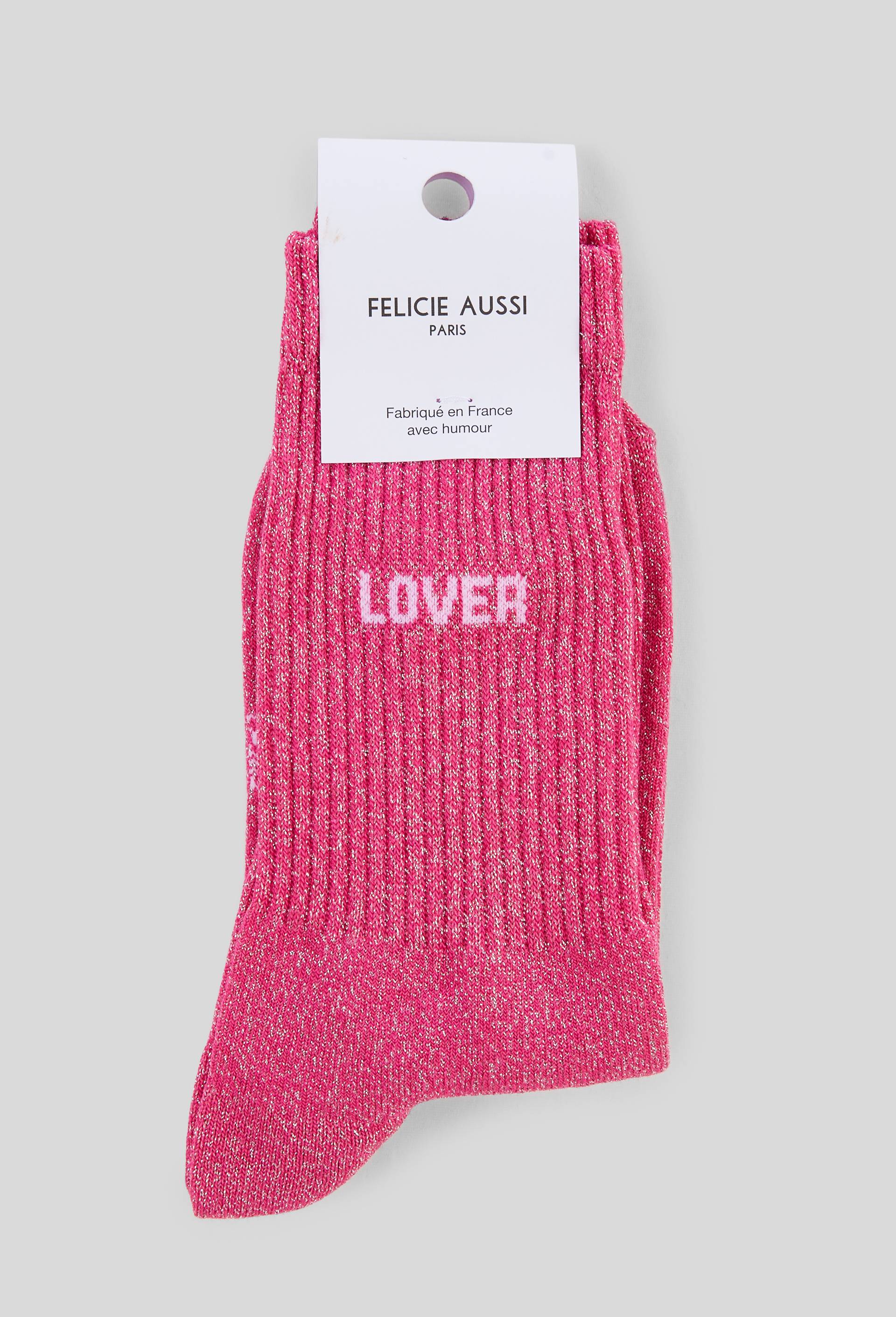 Paire de chaussettes &agrave; message FELICIE AUSSI, Rose, large image number 0