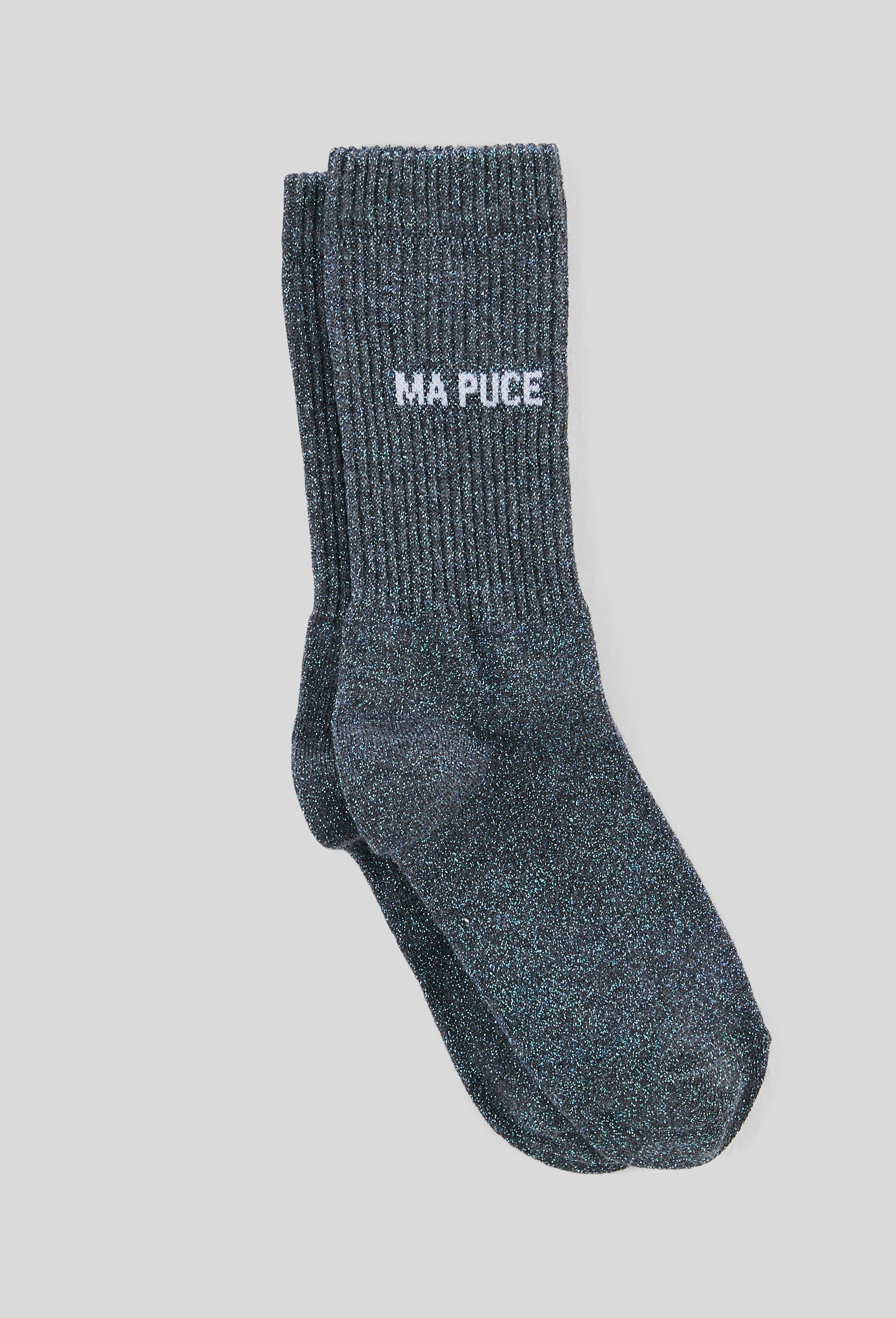 Paire de chaussettes &agrave; message FELICIE AUSSI, Bleu fonc&eacute;, large image number 1