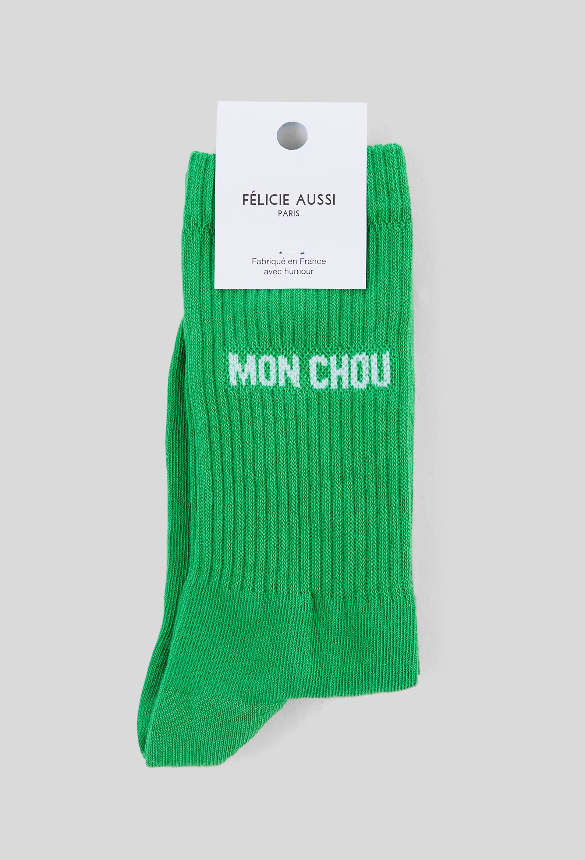 Paire de chaussettes &agrave; messages FELICIE AUSSI, Vert, large image number 0