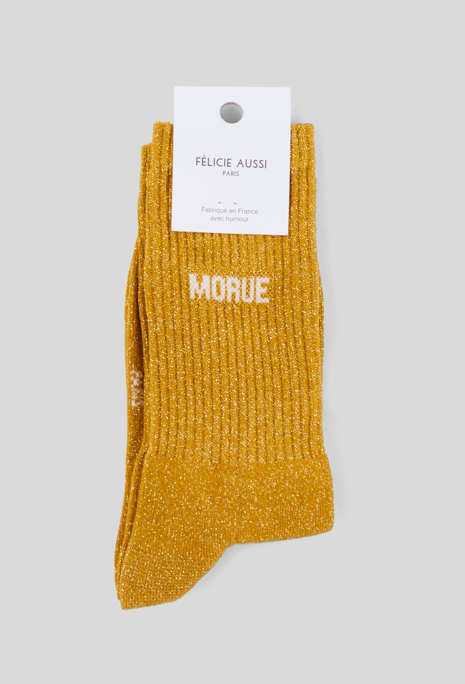 Paire de chaussettes &agrave; message FELICIE AUSSI, Jaune, large image number 0