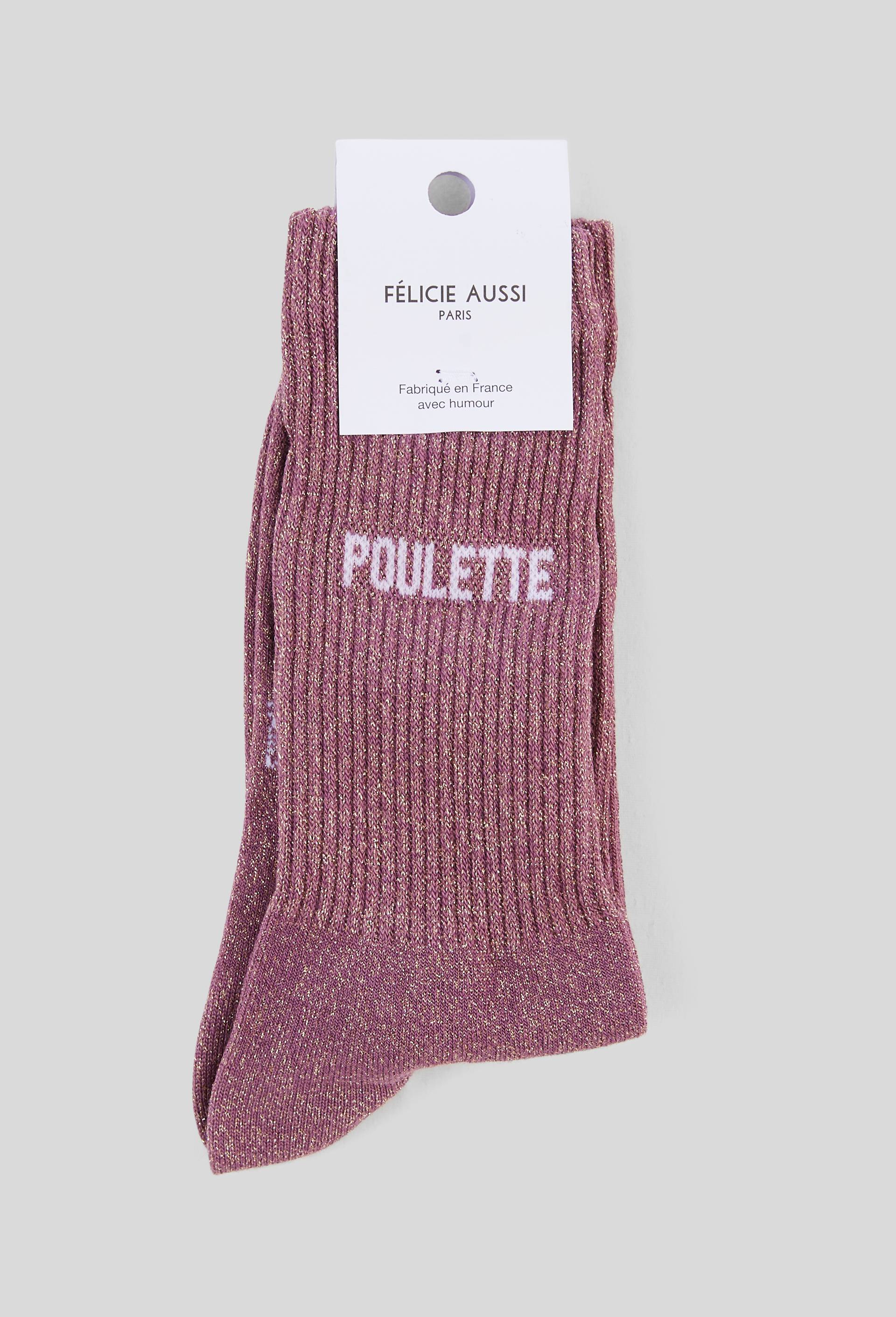 Paire de chaussettes &agrave; message FELICIE AUSSI, Rose fonc&eacute;, swatch image