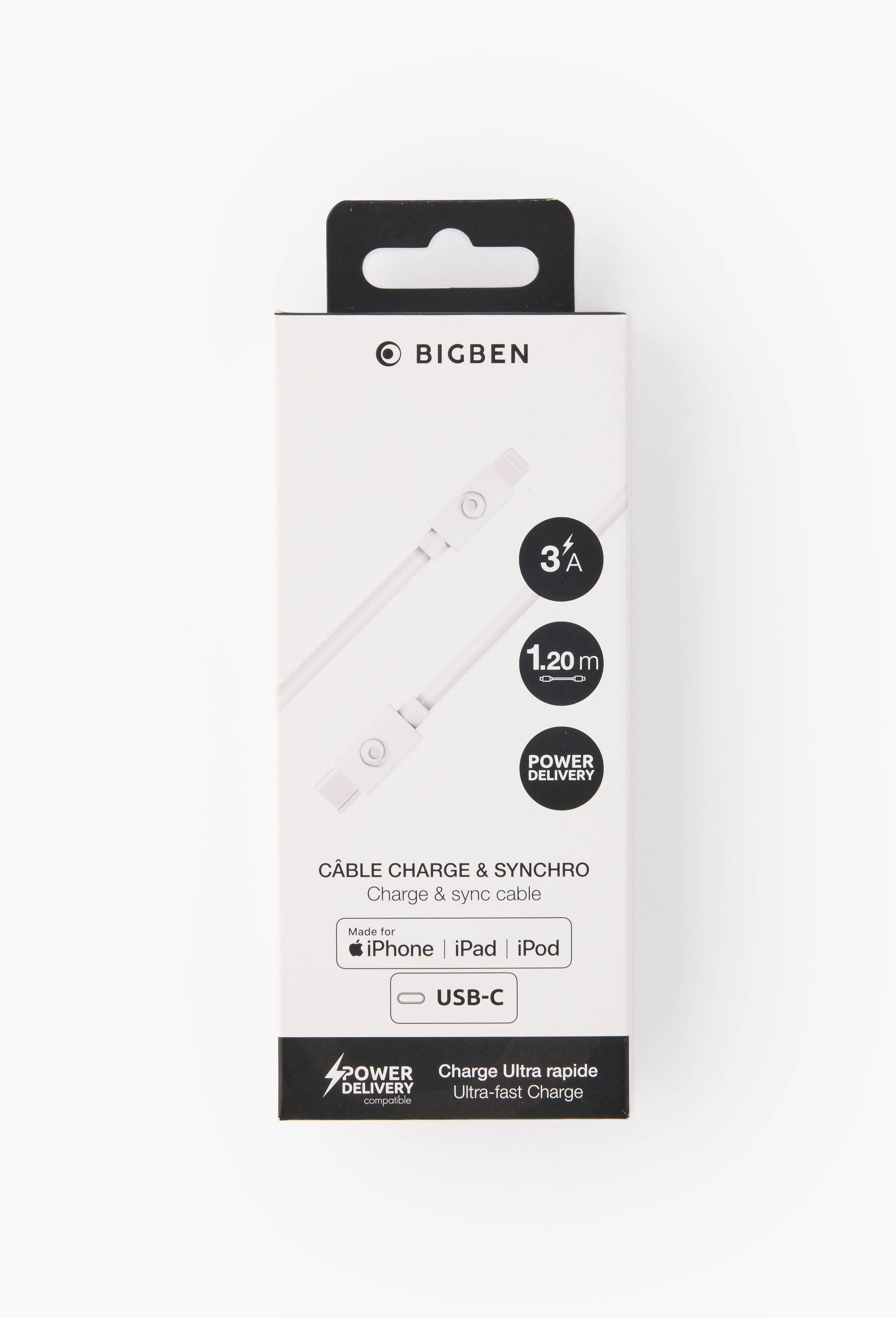 C&acirc;ble USB C/MFI 1,2m blanc, , large image number 1