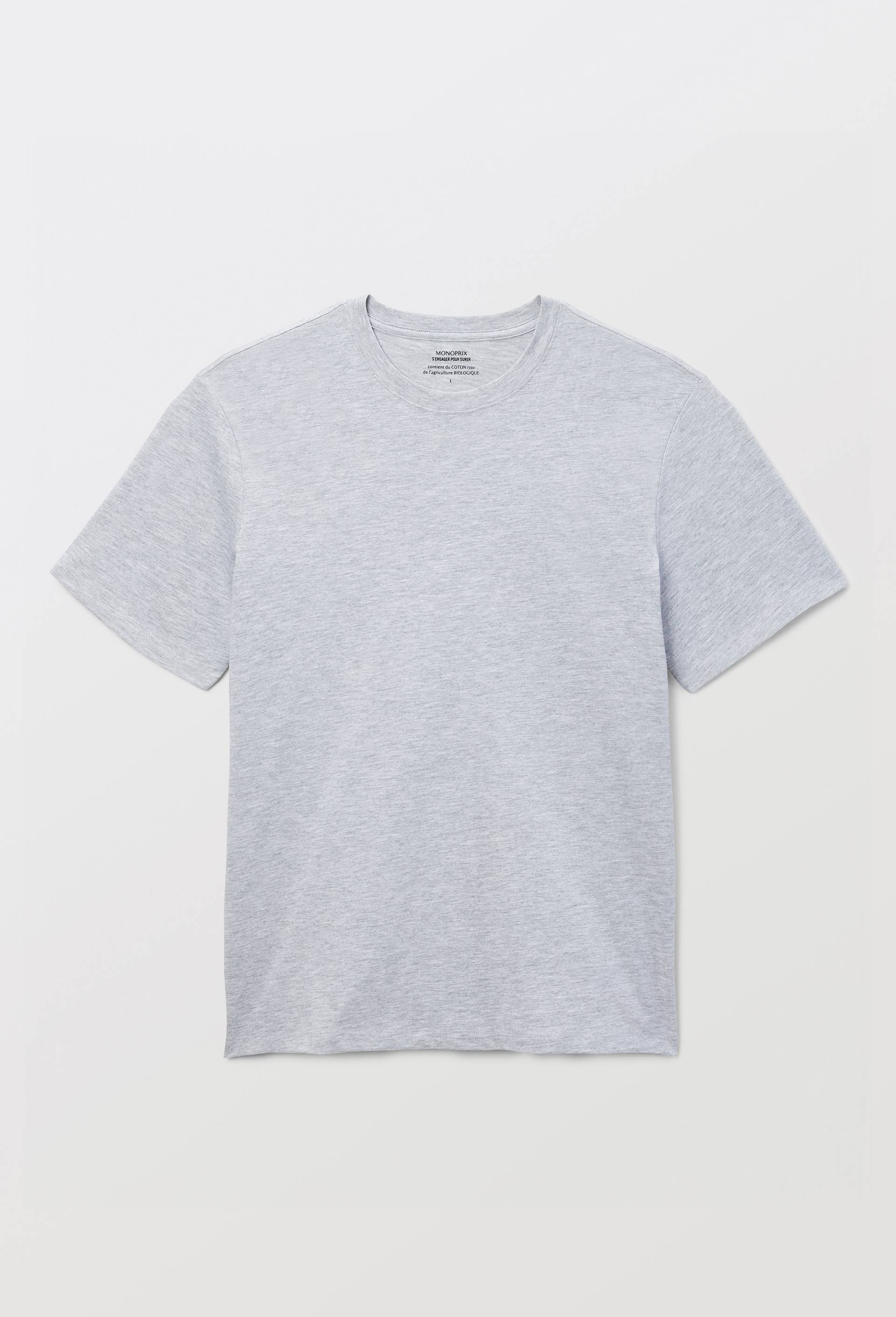 T-shirt manches courtes col rond contenant du coton BIO, Gris, large image number 2