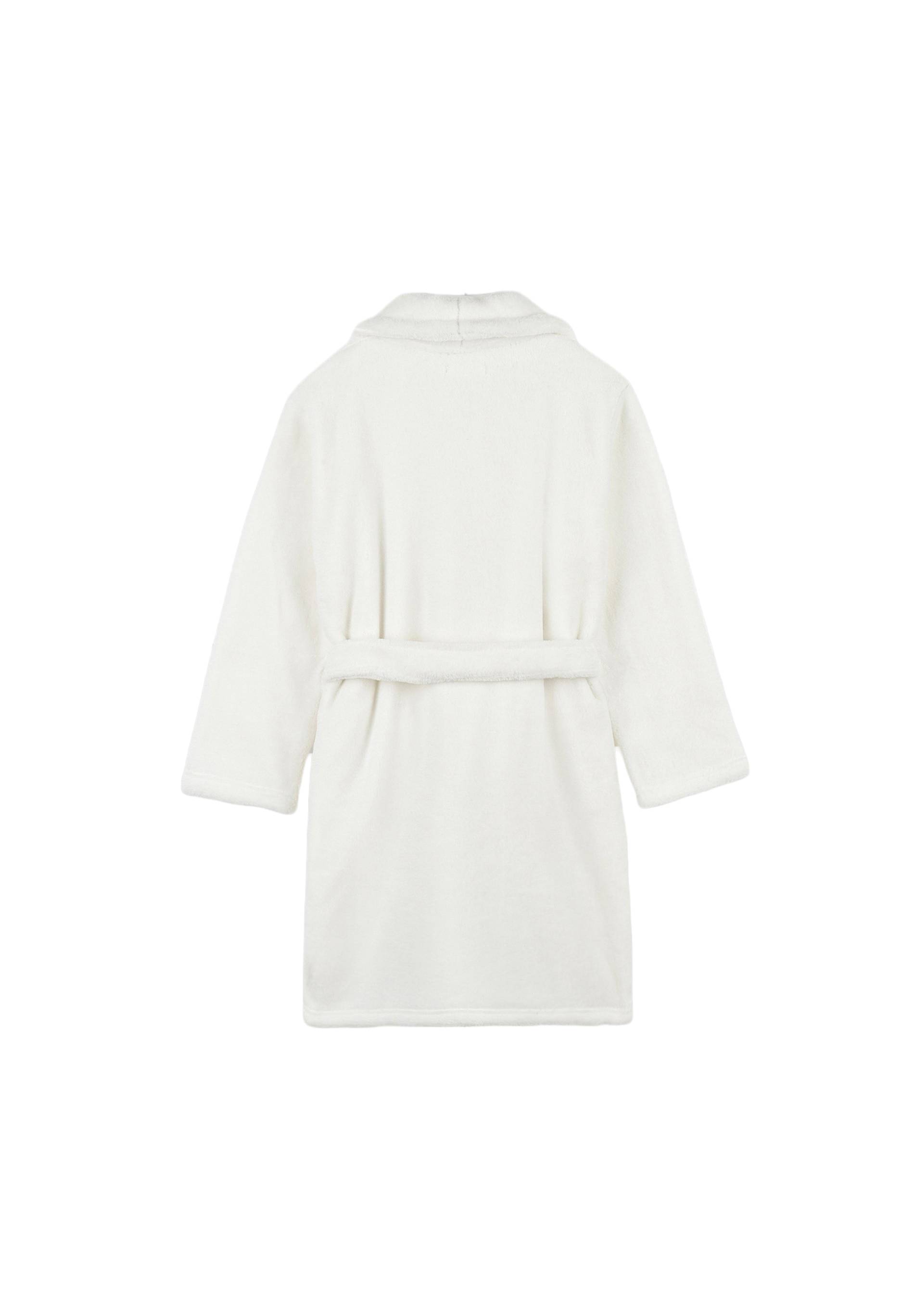 Robe de chambre unie en moumoute, Ecru, large image number 4