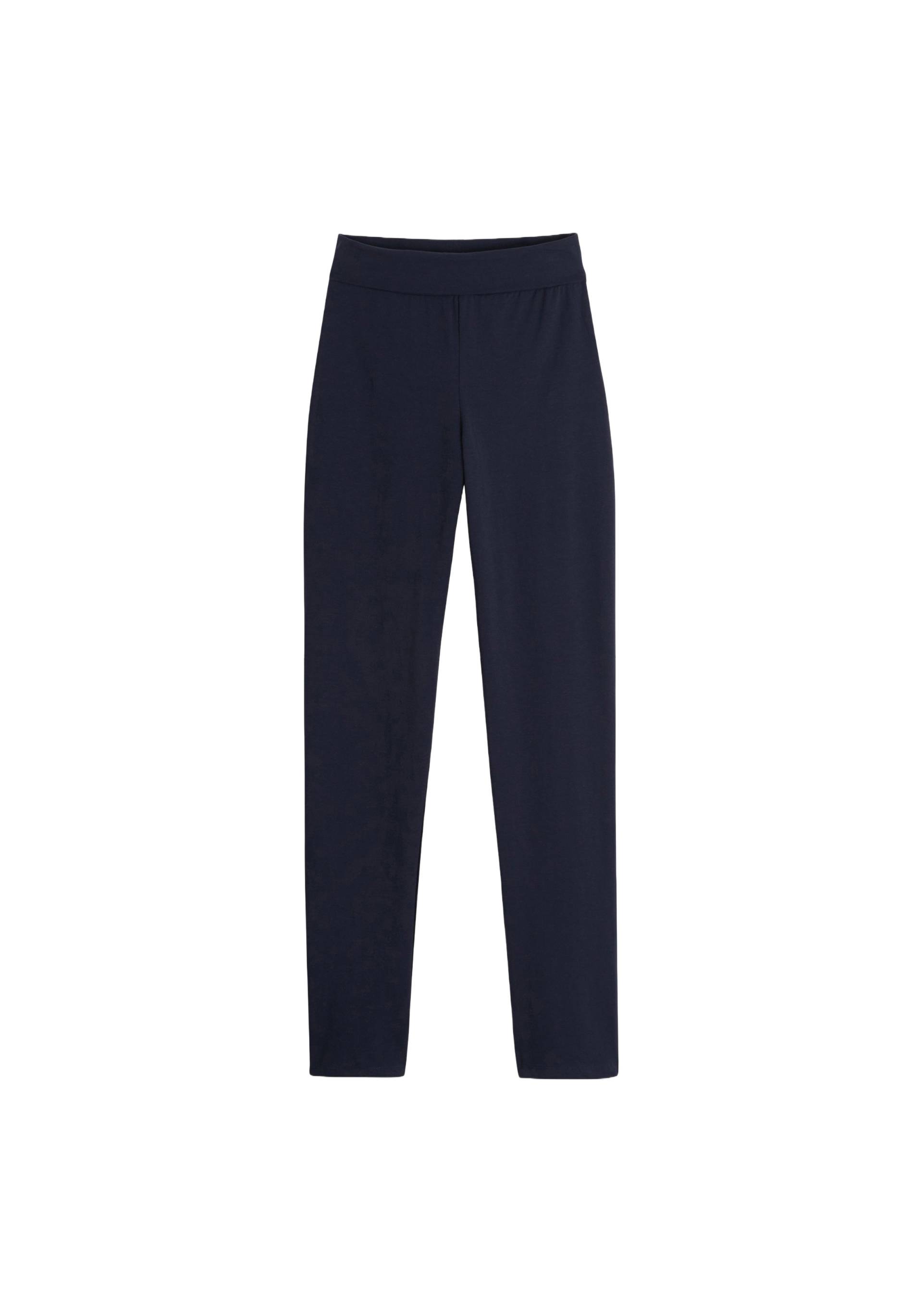 Pantalon droit uni avec large ceinture en coton, Bio, Bleu foncé, large image number 5