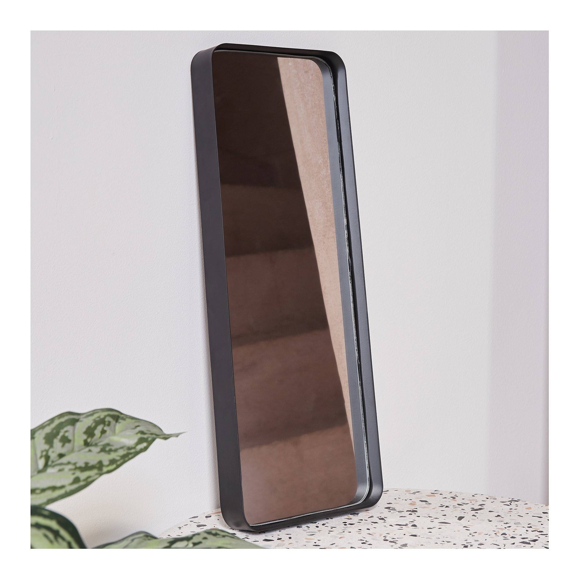 Miroir rectangulaire en m&eacute;tal noir, Noir, large image number 0