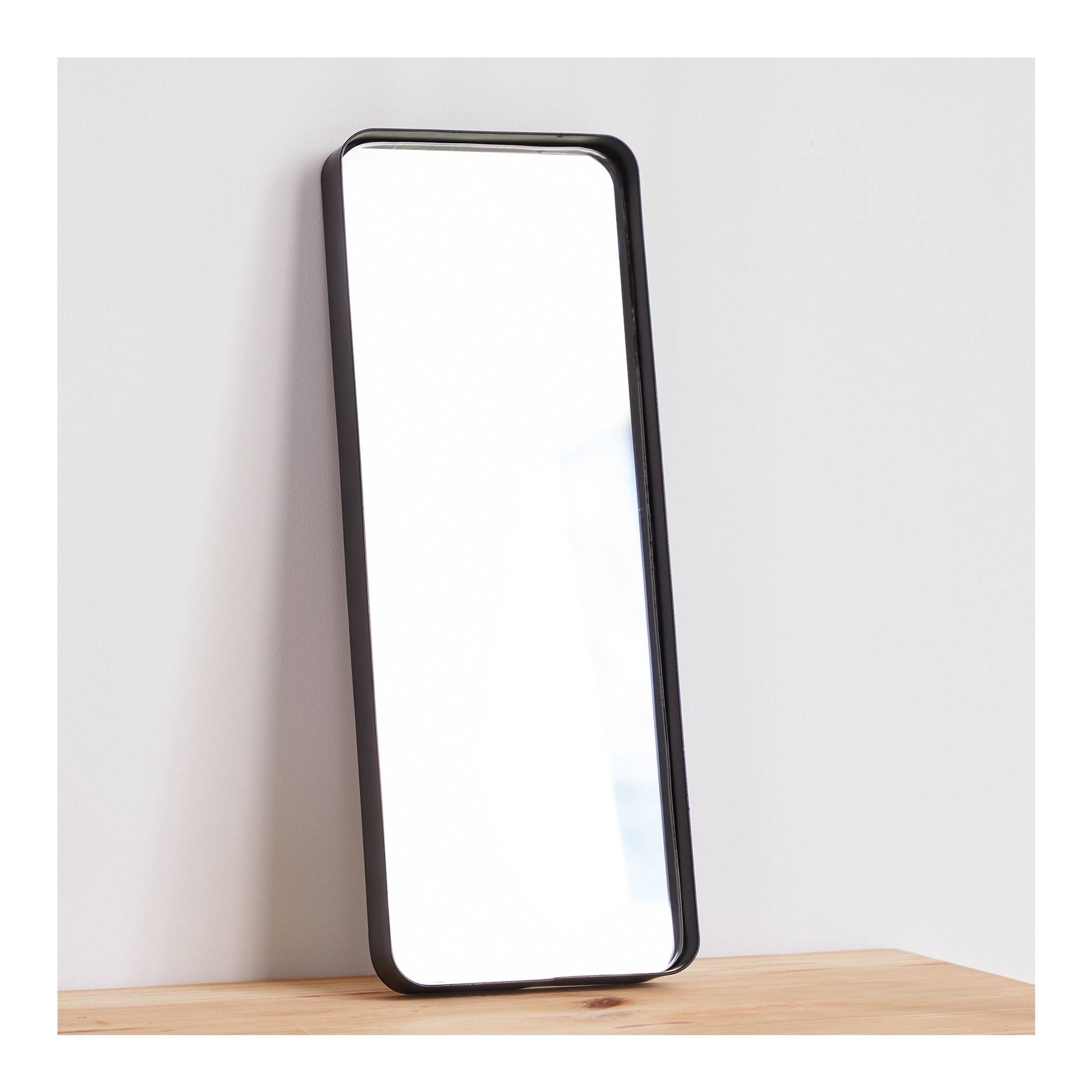 Miroir rectangulaire en m&eacute;tal noir, Noir, large image number 1