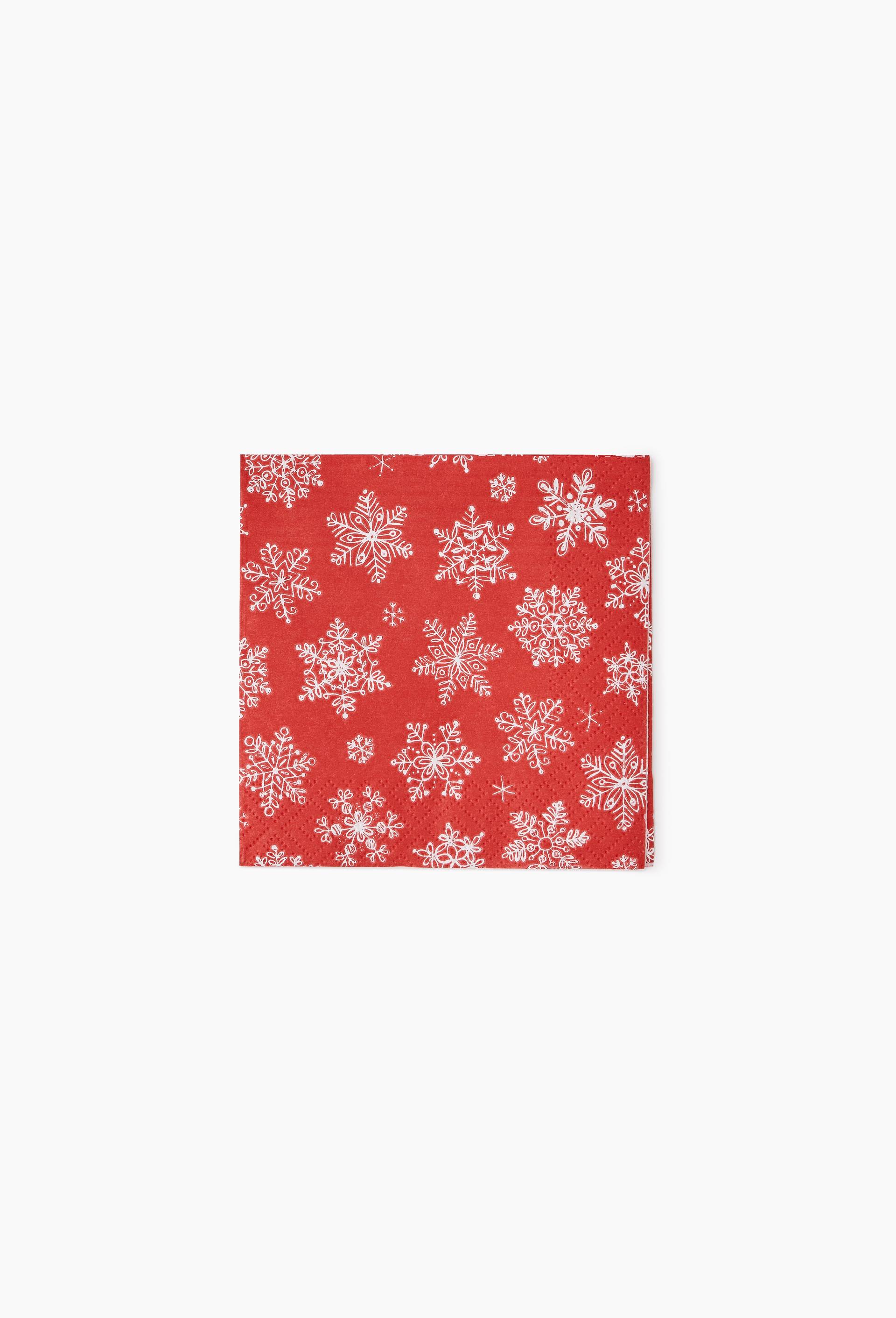 20 serviettes 25x25cm imprim&eacute; flocon, Rouge, large image number 0