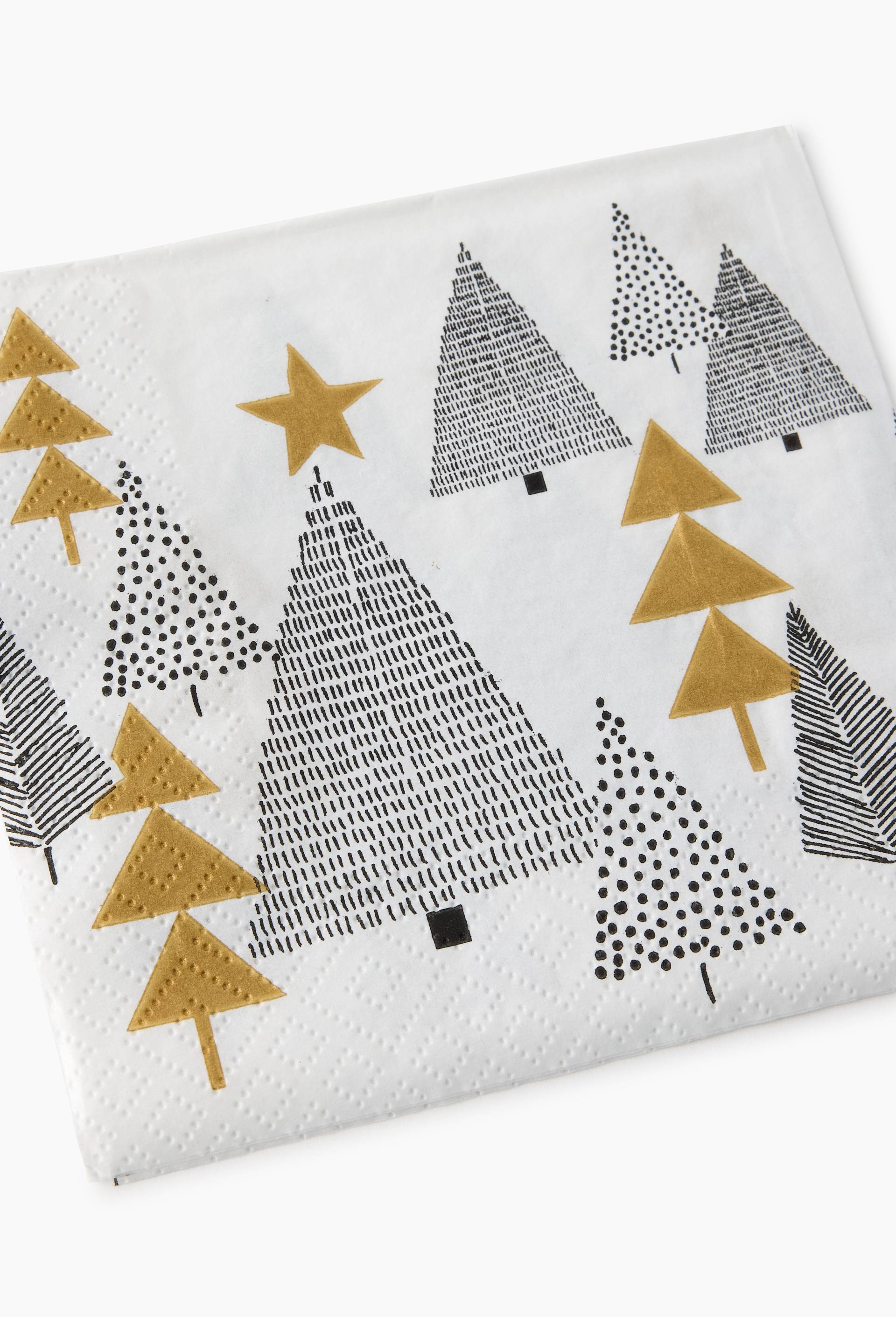 20 serviettes 25x25cm imprim&eacute; multi sapins, Noir, large image number 1.0