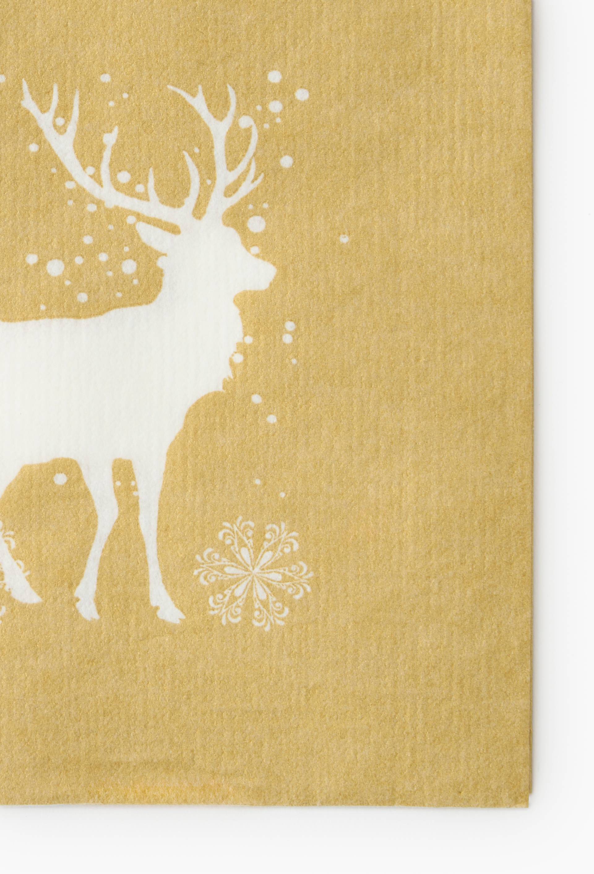 20 serviettes 25x25 avec cerf, Jaune, large image number 1.0