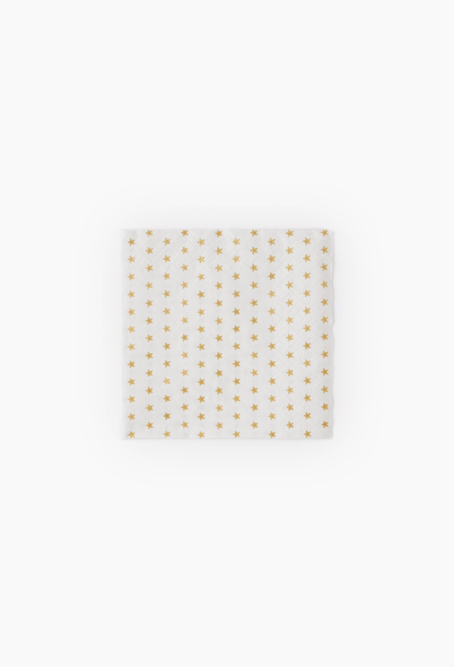 20 serviettes 25x25cm imprim&eacute; mini &eacute;toile, Blanc, large image number 0.0