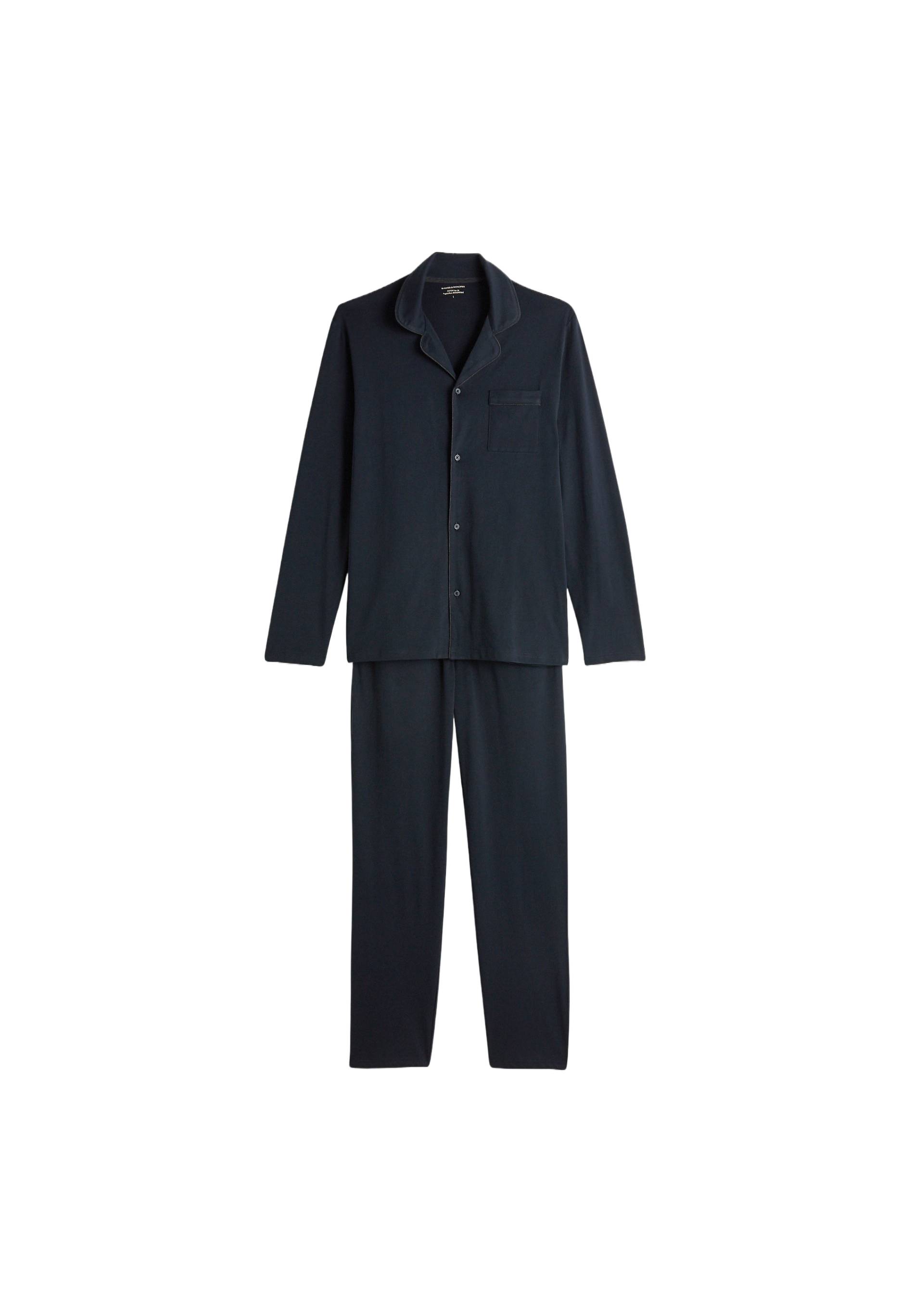 Pyjama manches longues et pantalon en mélange coton et viscose, Bleu foncé, large image number 5