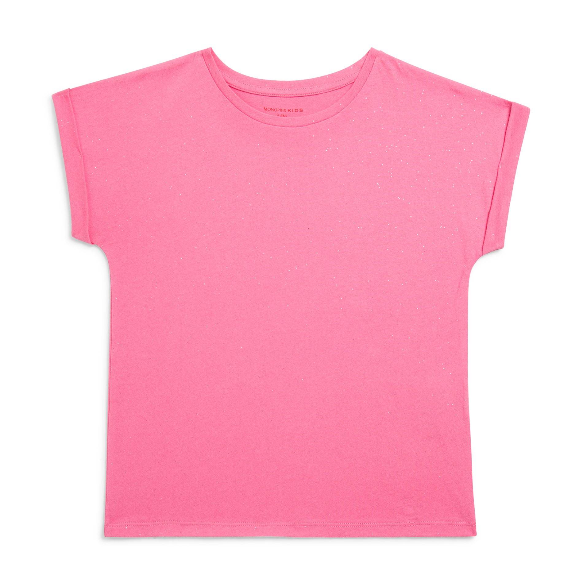 T-shirt manches courtes brillant, Bois de rose, large image number 0.0
