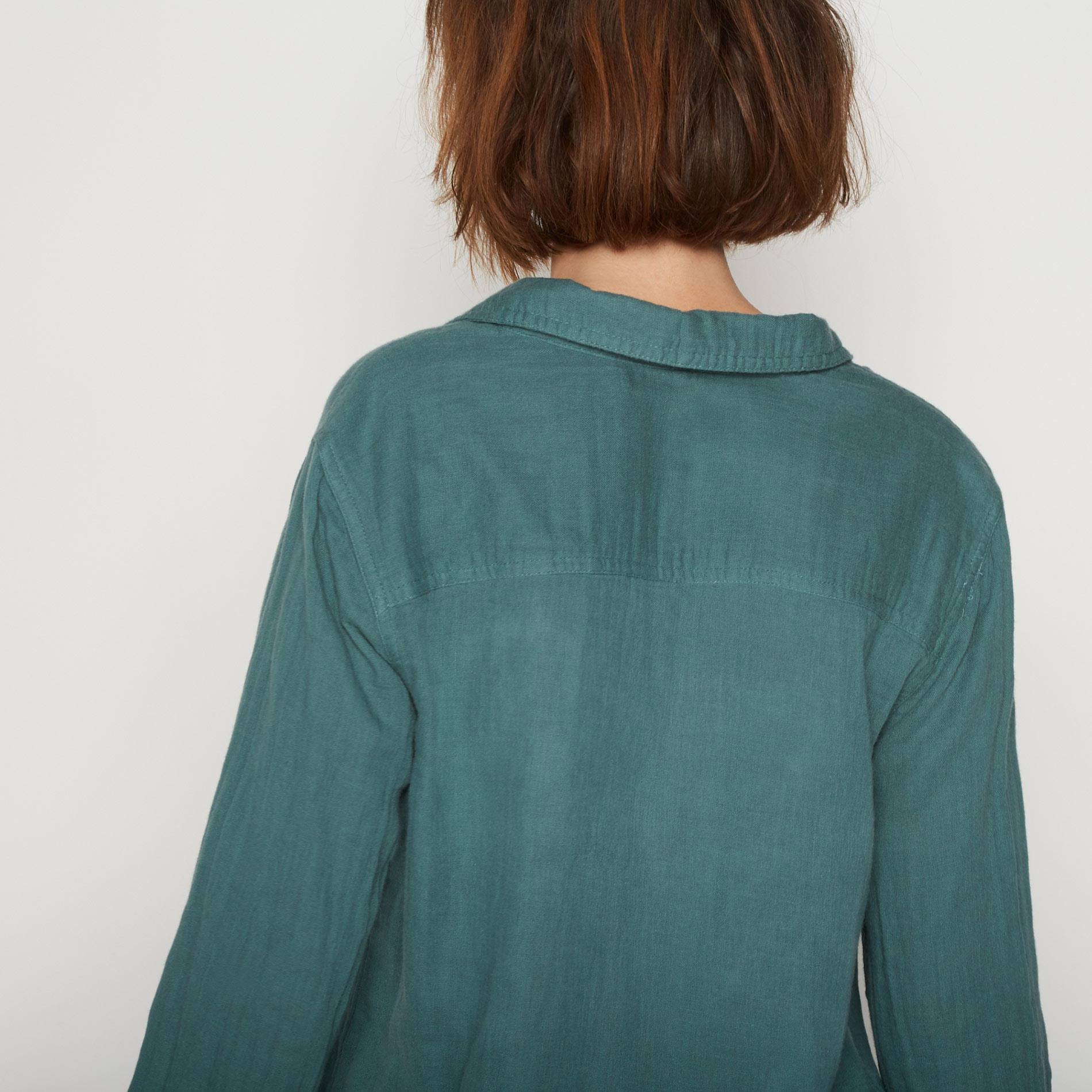 Chemise manches longues en coton tubique, Emeraude, large image number 2.0
