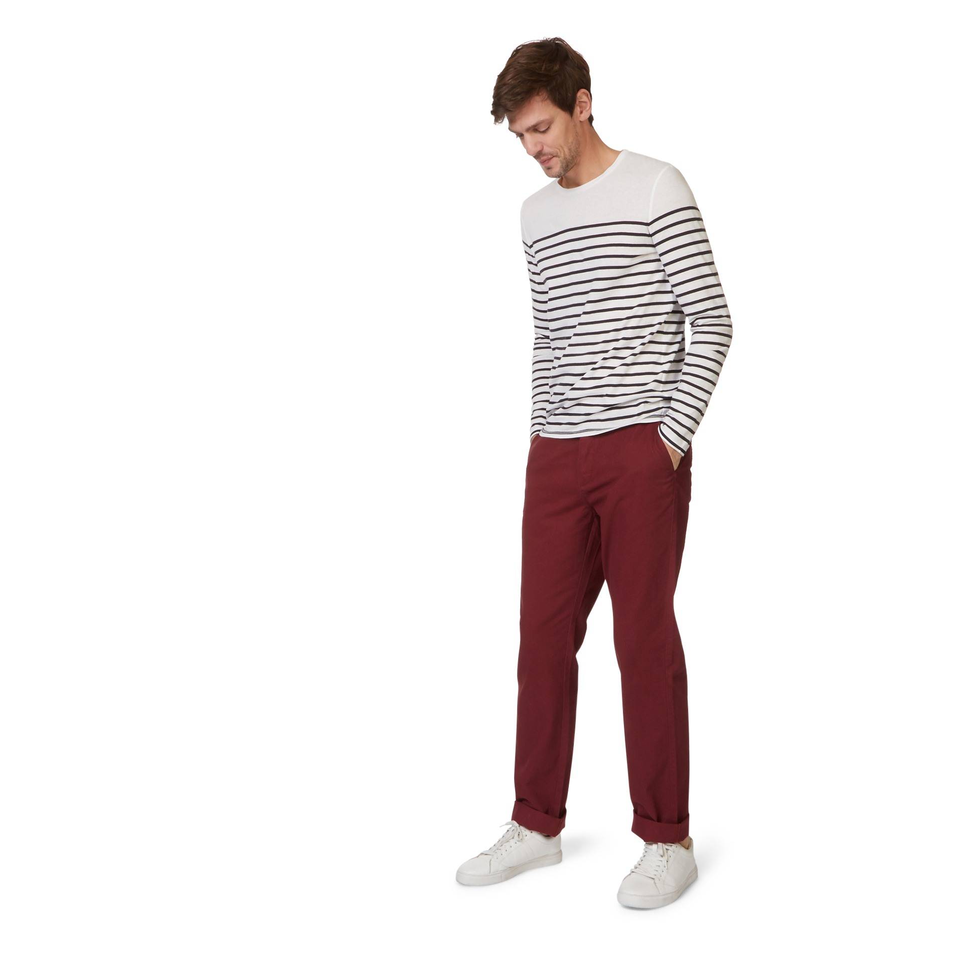 Pantalon chino coupe regular, Bordeaux, large image number 0