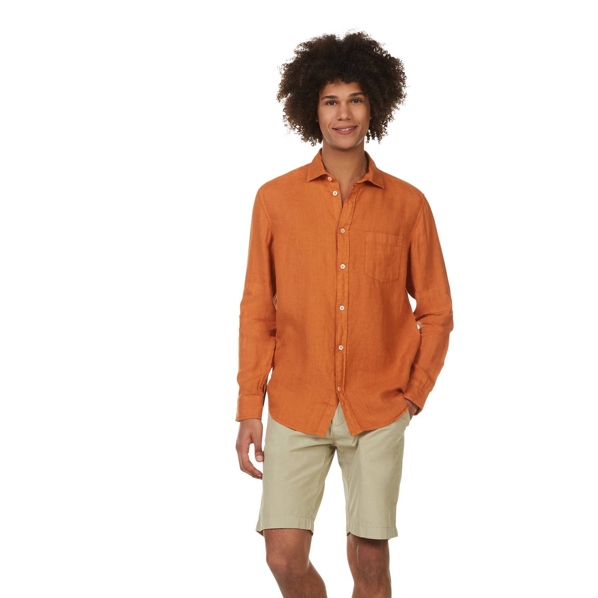 Chemise en lin coupe regular, Caramel, large image number 0