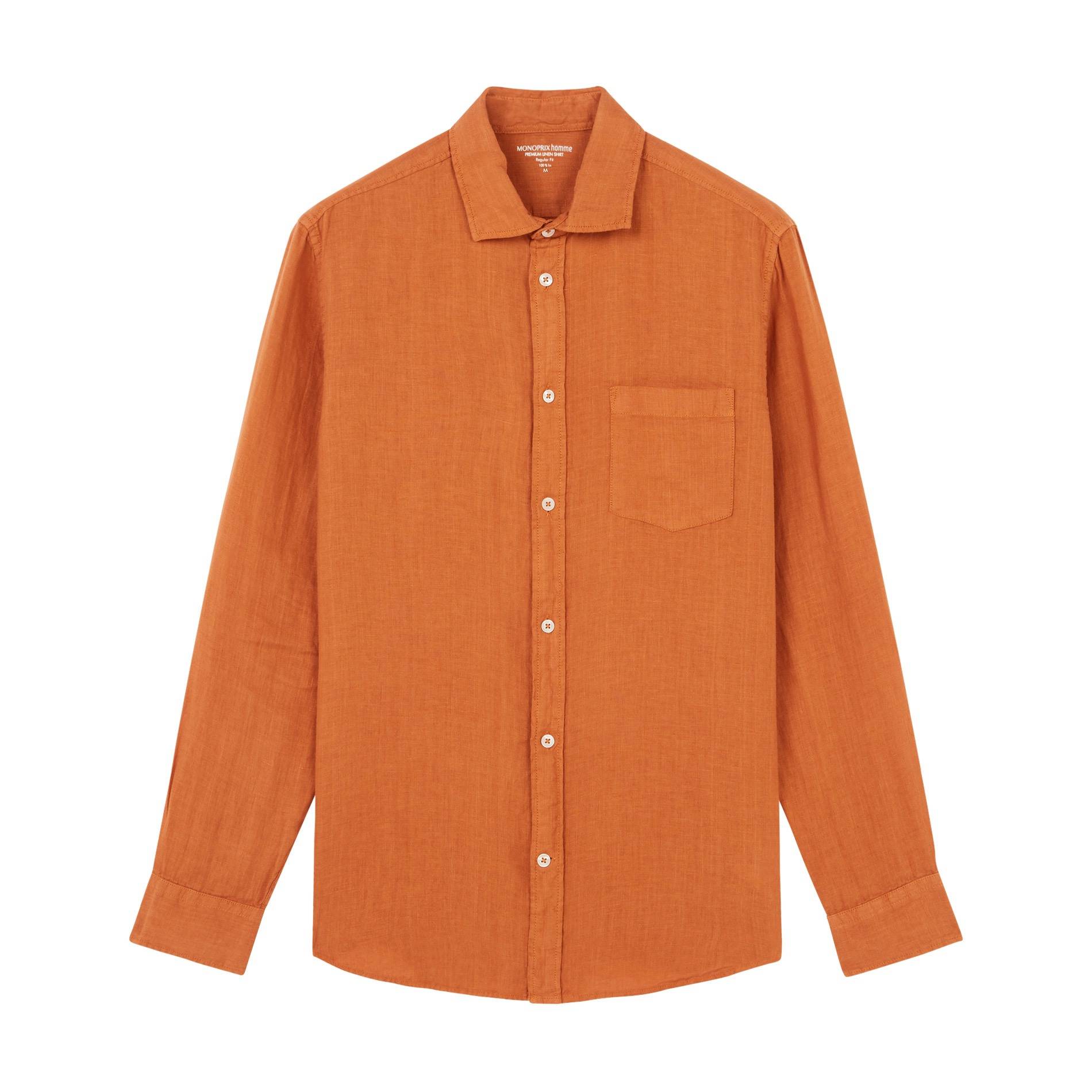Chemise en lin coupe regular, Caramel, large image number 2