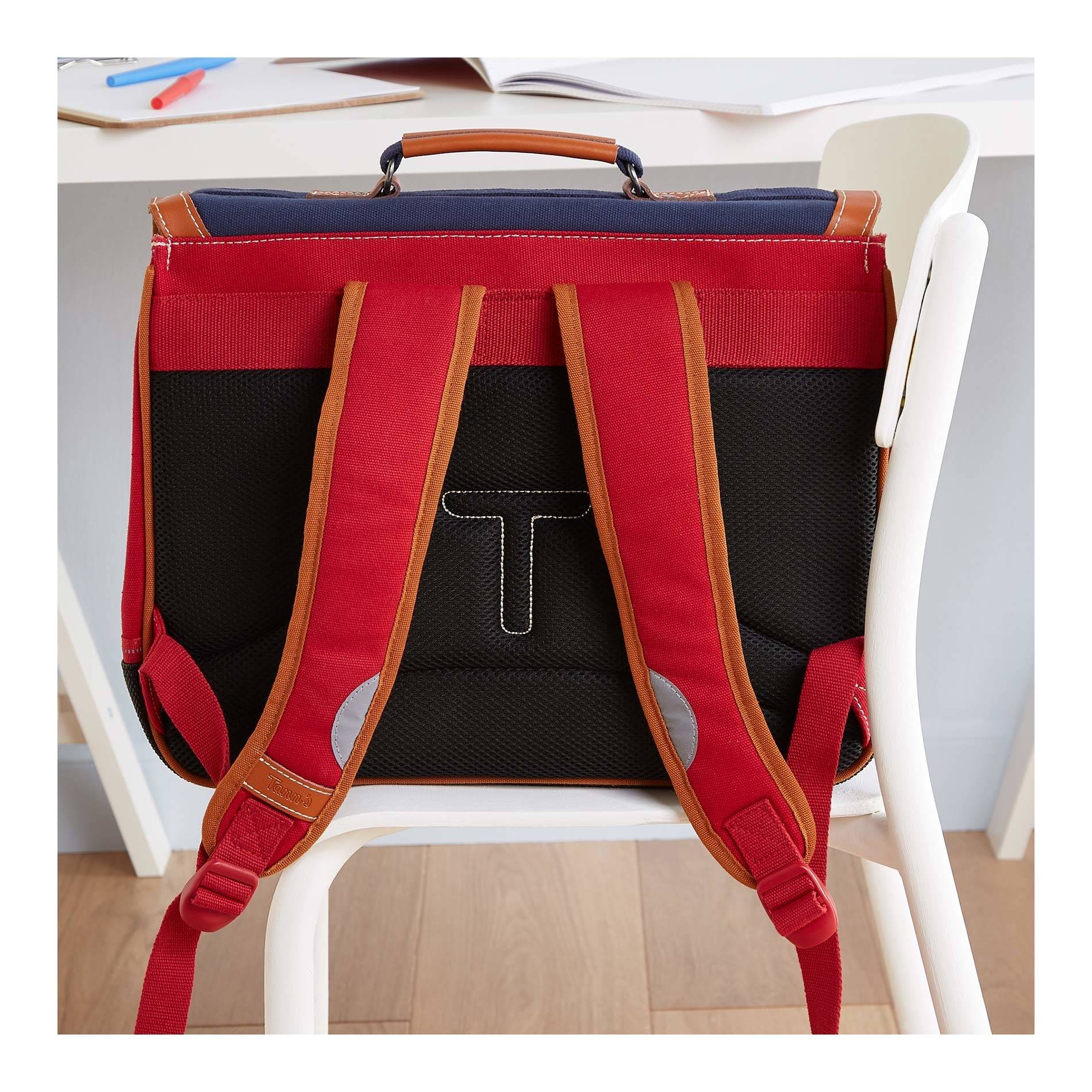 Cartable Tann's 38cm, marine et rouge, Rouge, large image number 2