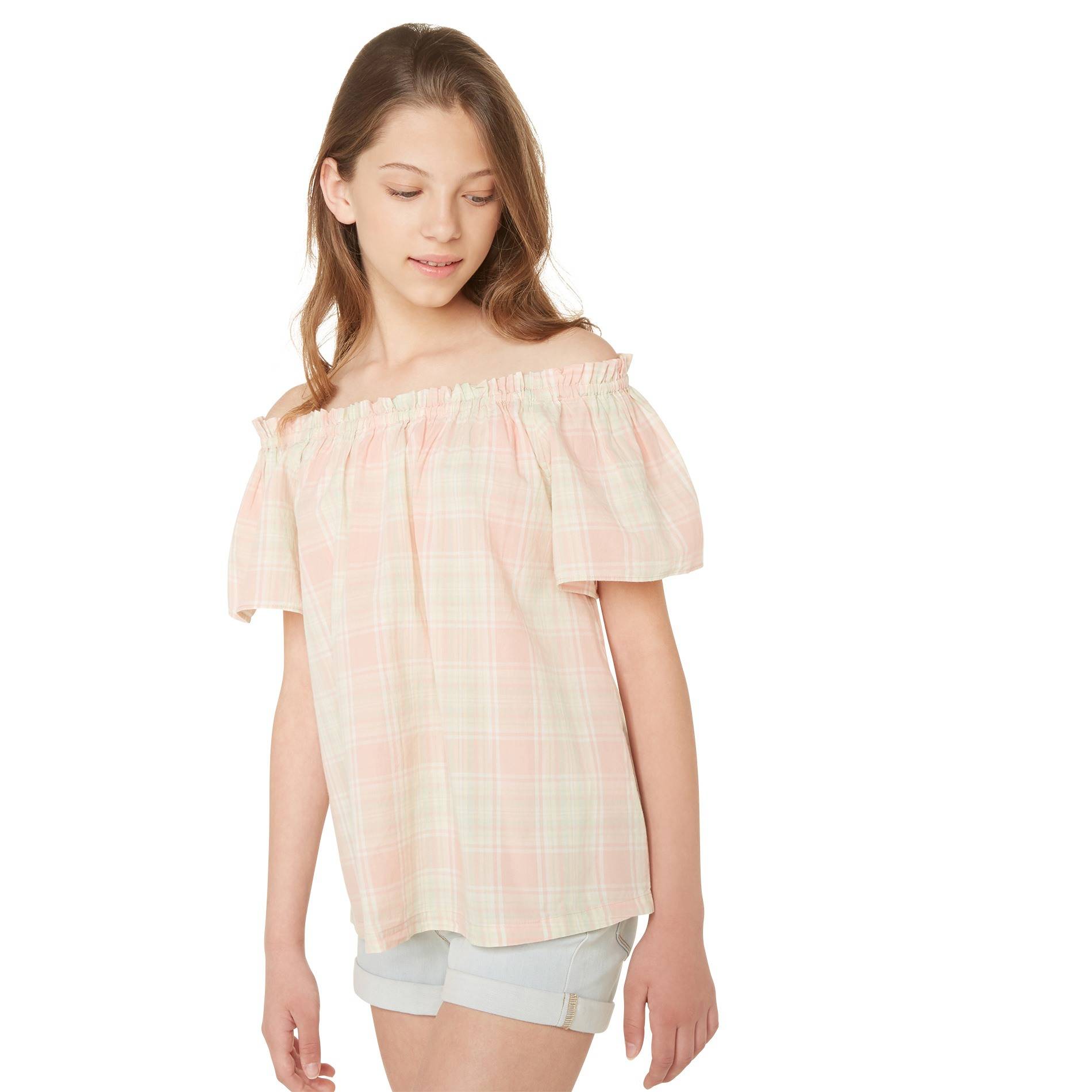 Blouse à carreaux, Saumon, large image number 0.0