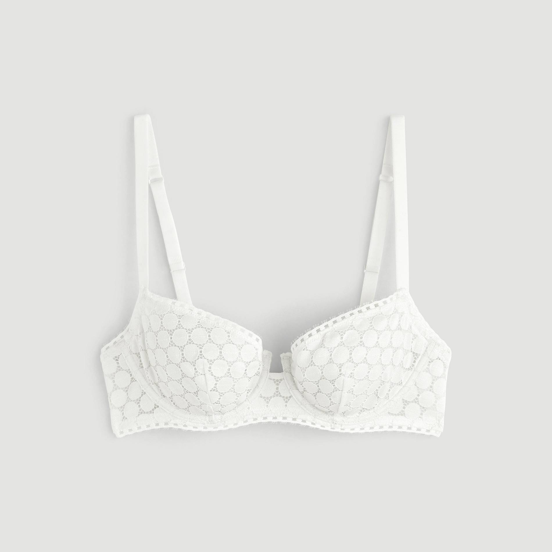 Soutien-gorge corbeille dentelle et pois, Ecru, large image number 2