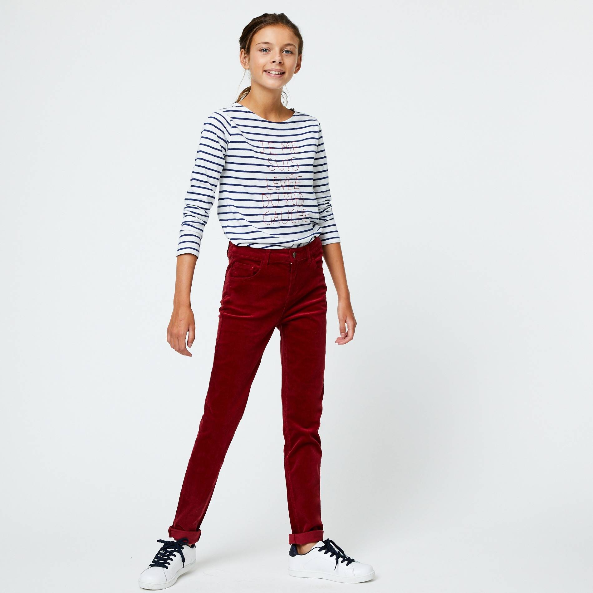 Pantalon velours, Bordeaux, large image number 0