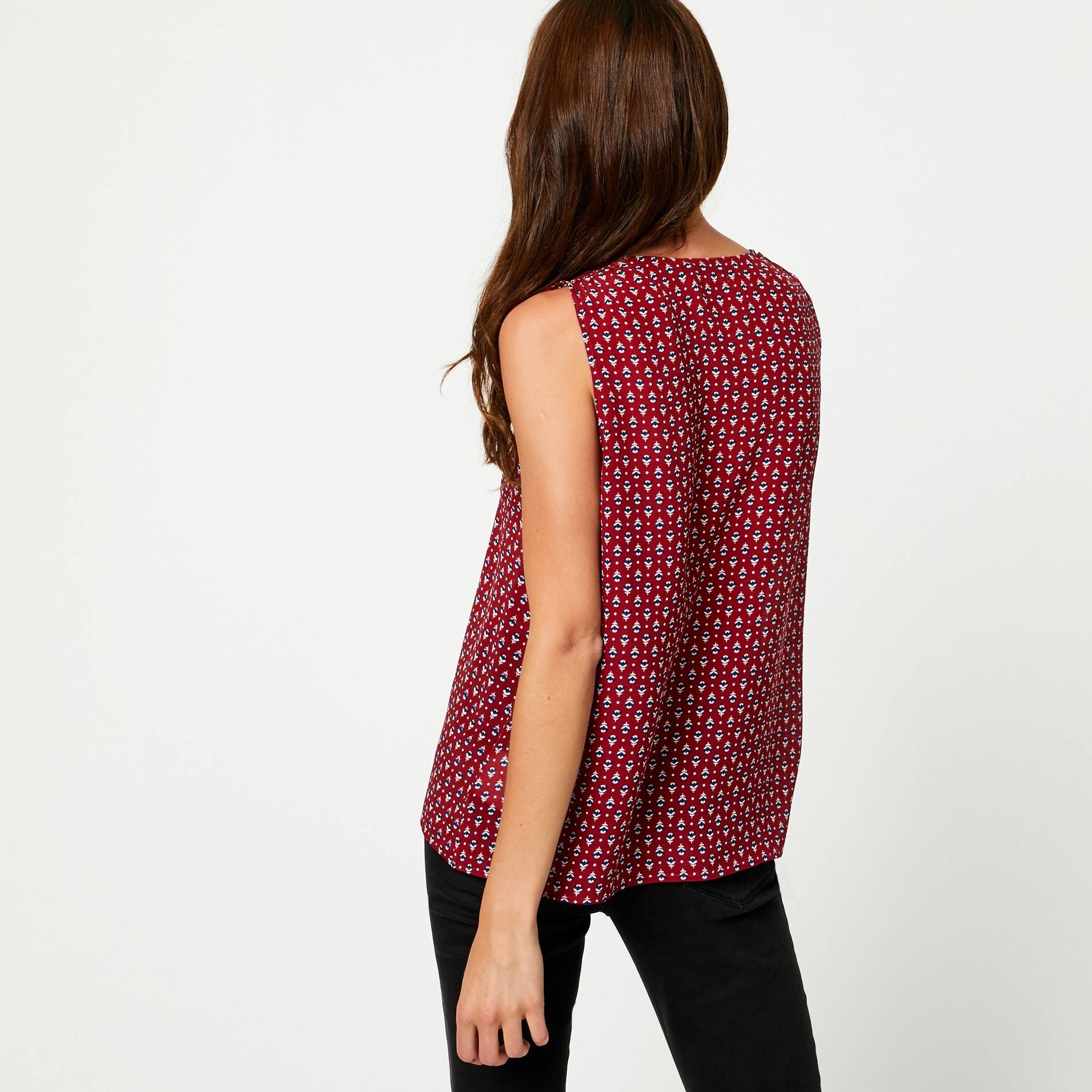 Blouse en soie imprimée, Bordeaux, large image number 1