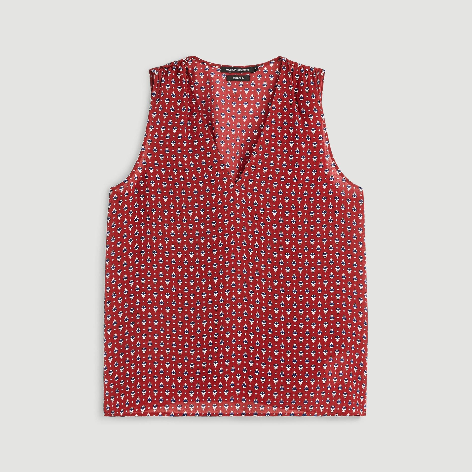 Blouse en soie imprimée, Bordeaux, large image number 2.0