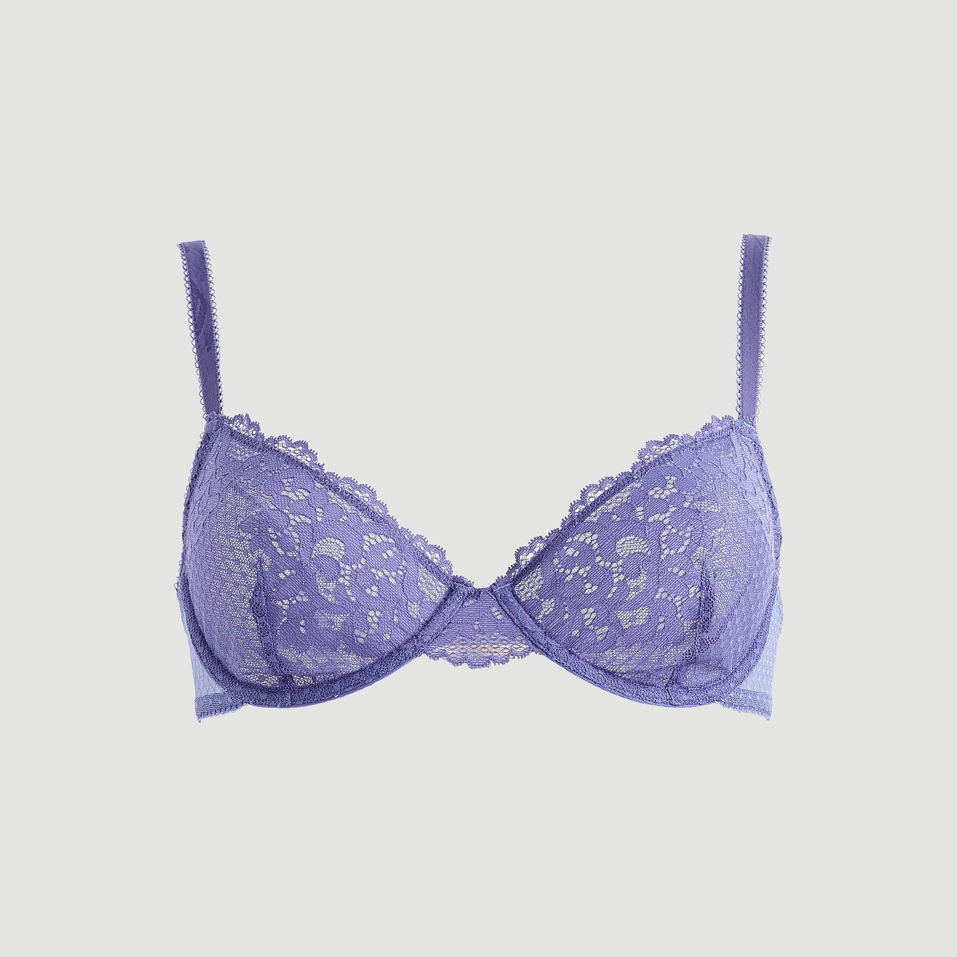 Soutien-gorge corbeille microfibres et dentelle, Violet, large image number 2