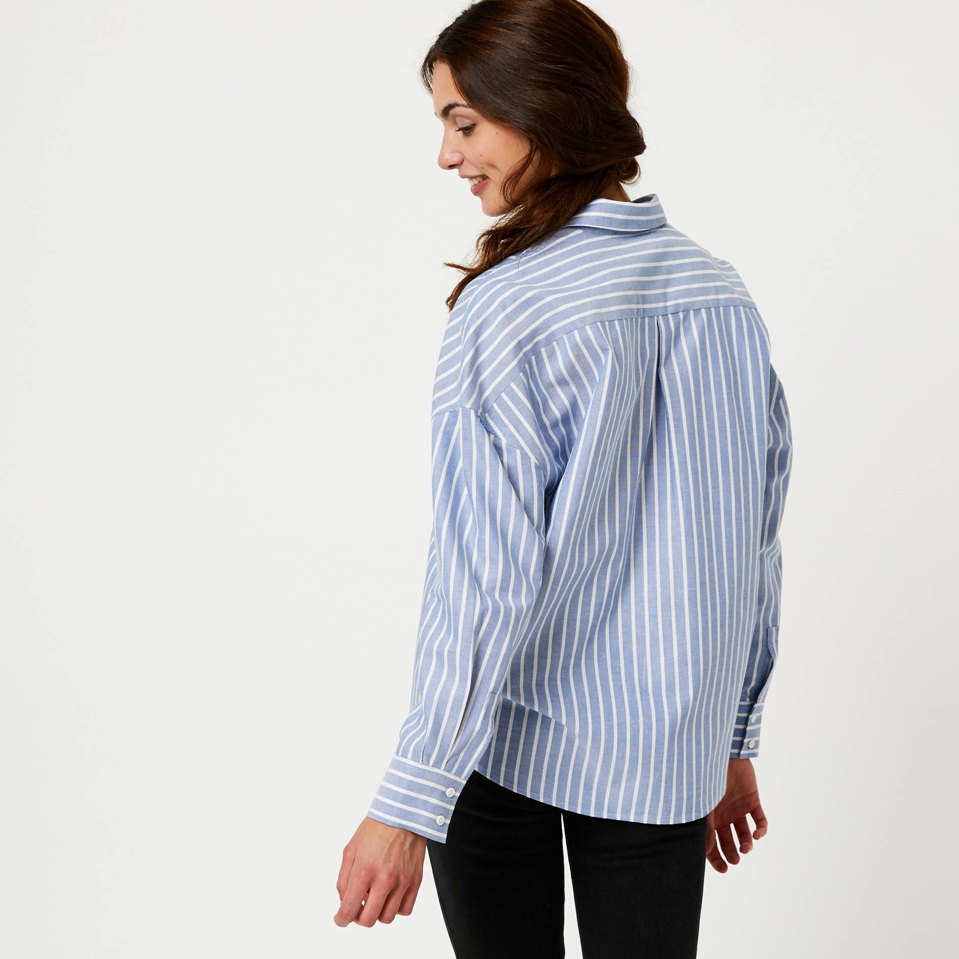 Chemise manches longues rayée, Bleu, large image number 1