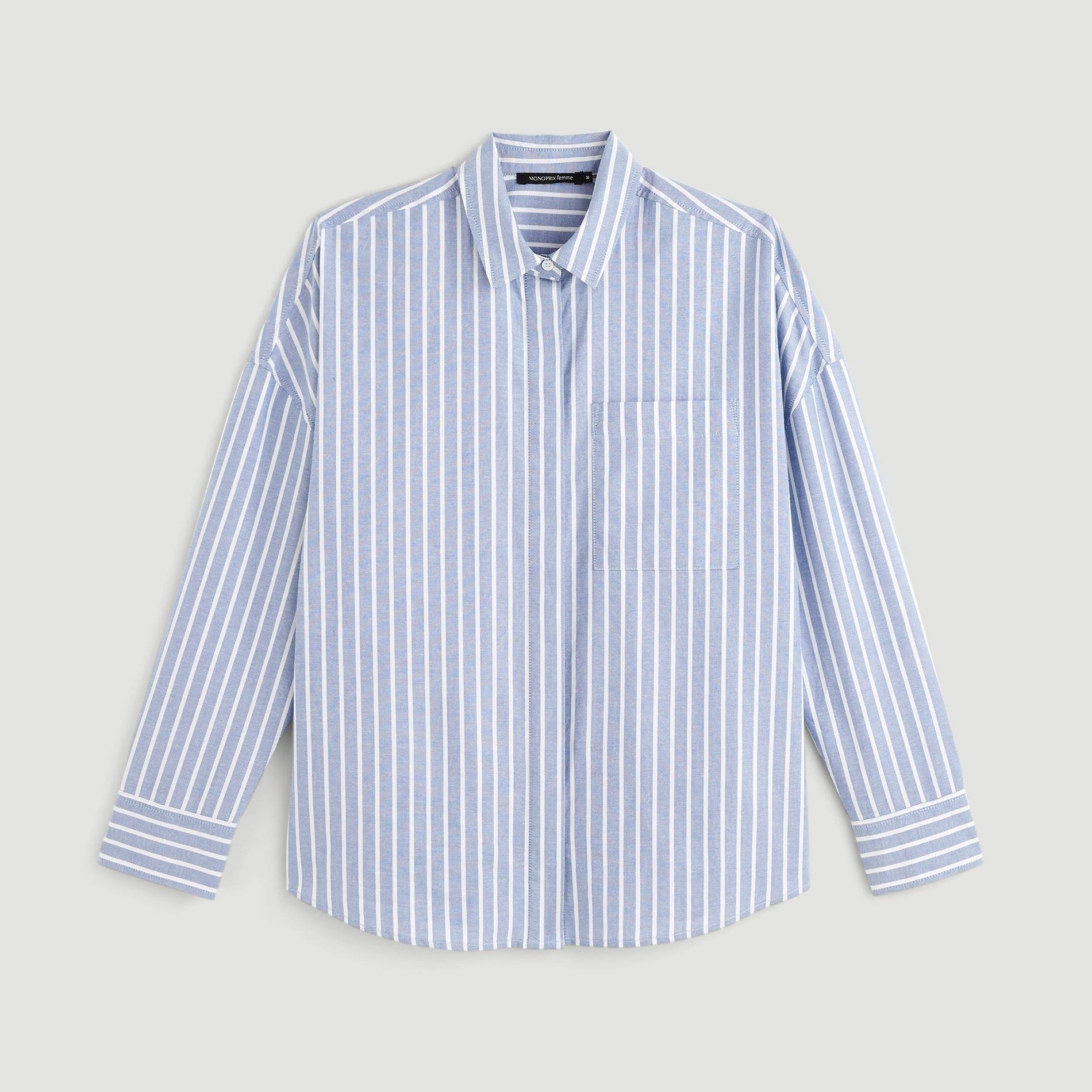 Chemise manches longues rayée, Bleu, large image number 2