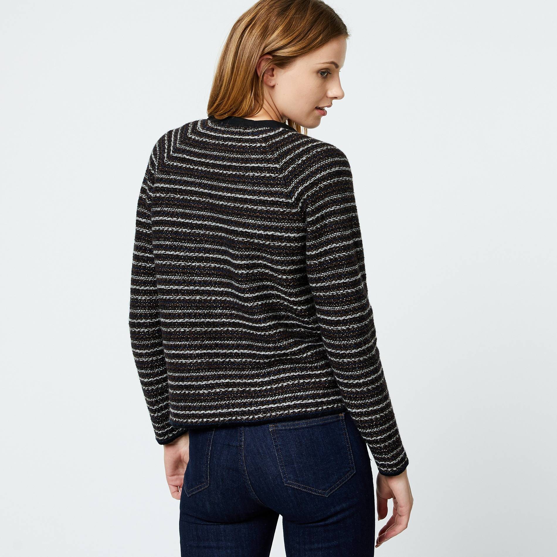 Veste en tricot fantaisie, Noir, large image number 1