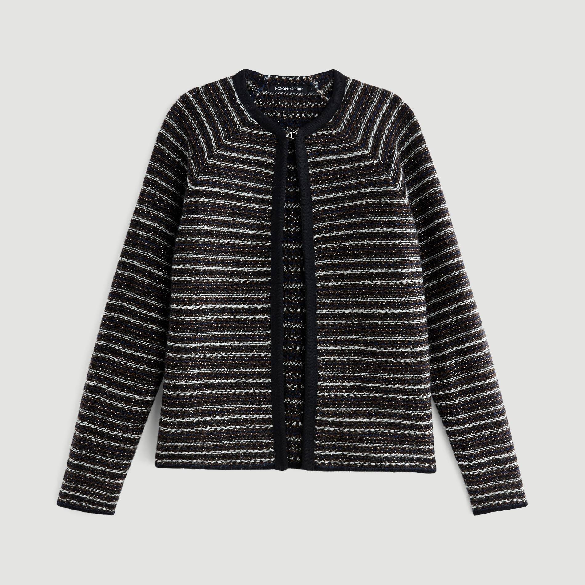 Veste en tricot fantaisie, Noir, large image number 2