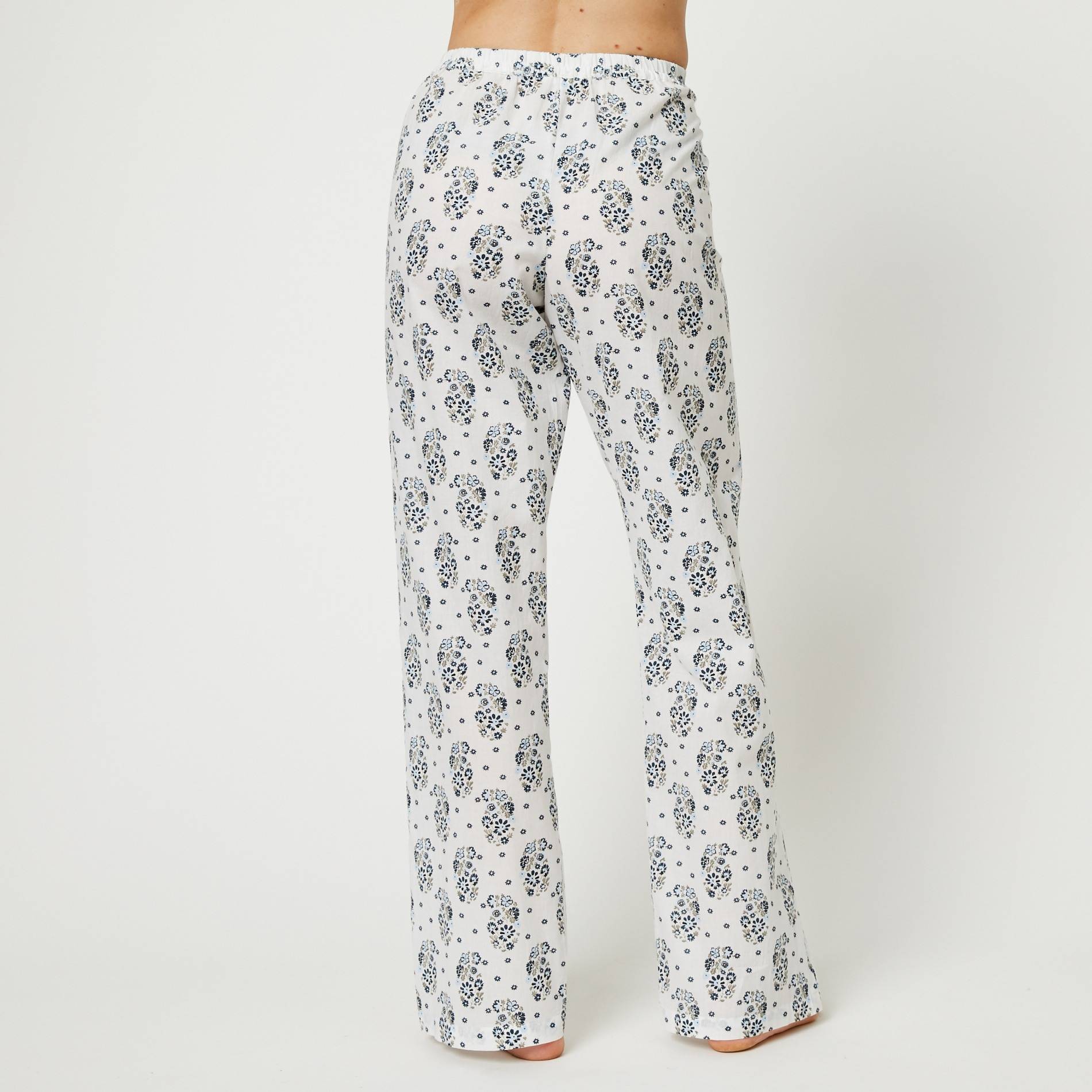 Pantalon imprim&eacute; fleurs, Ecru, large image number 1