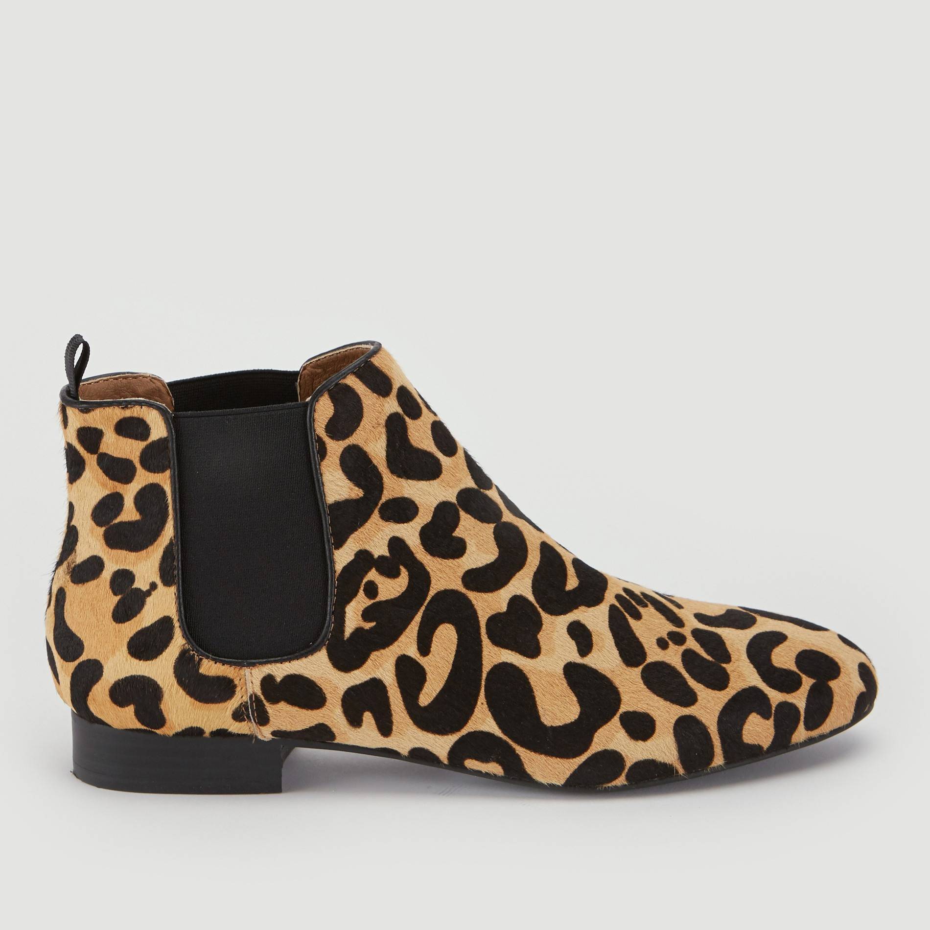 Boots en cuir imprime leopard, Ecru, large image number 0.0