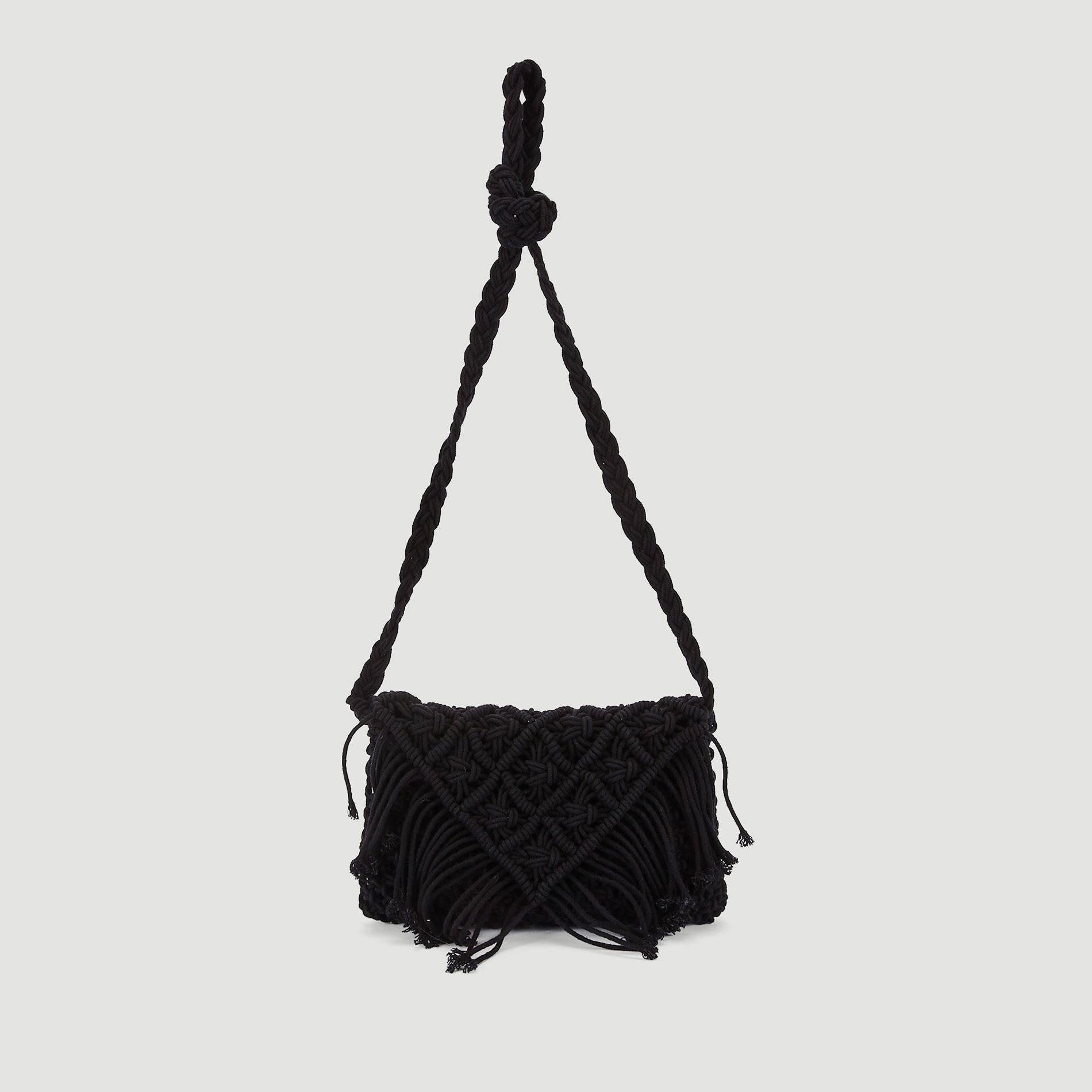 Sac crochet à franges, Noir, large image number 1.0