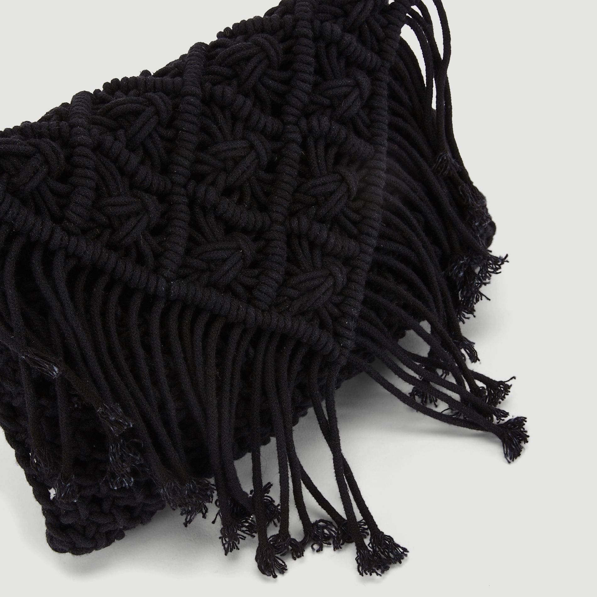Sac crochet à franges, Noir, large image number 3