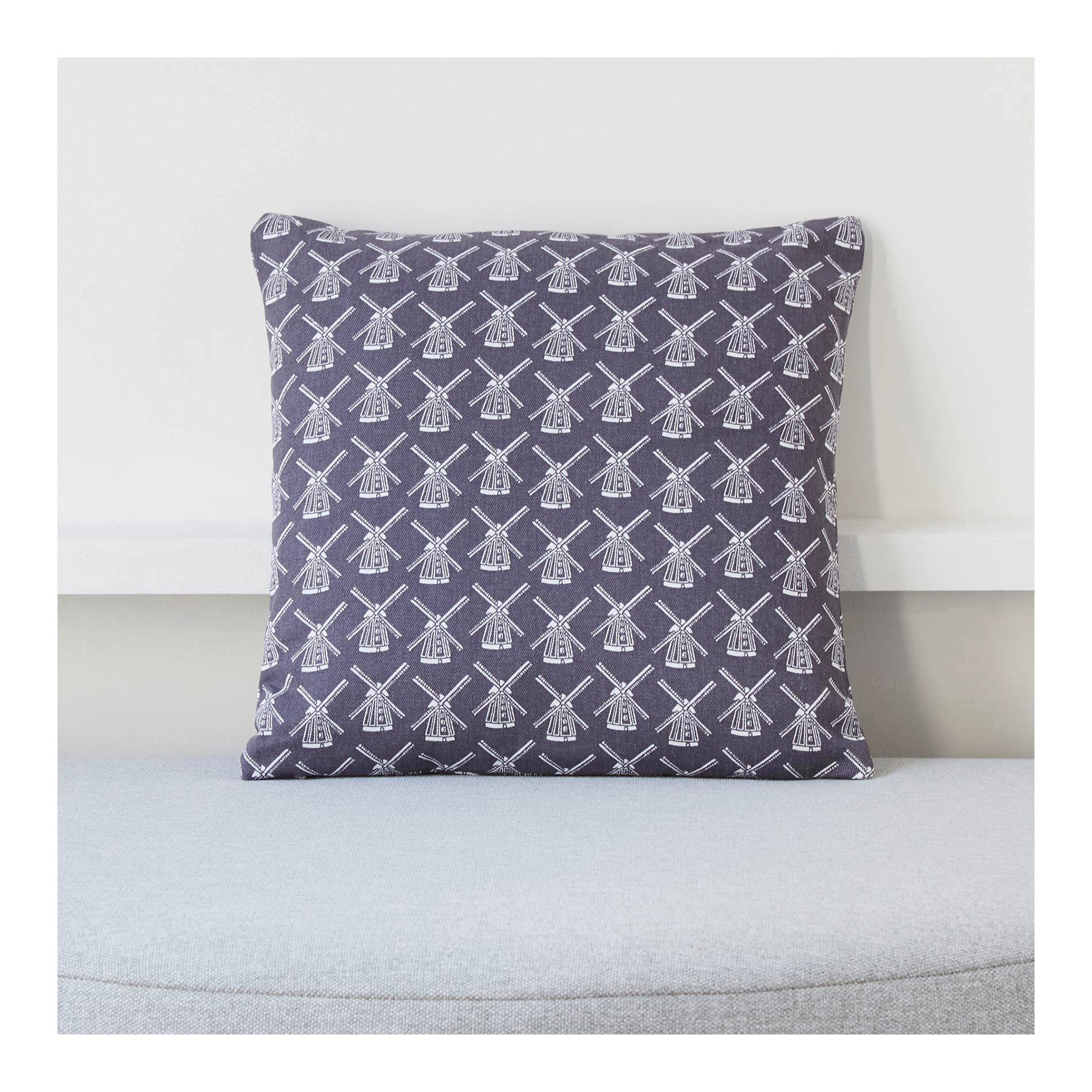 Coussin imprimé moulin, Gris anthracite, large image number 1